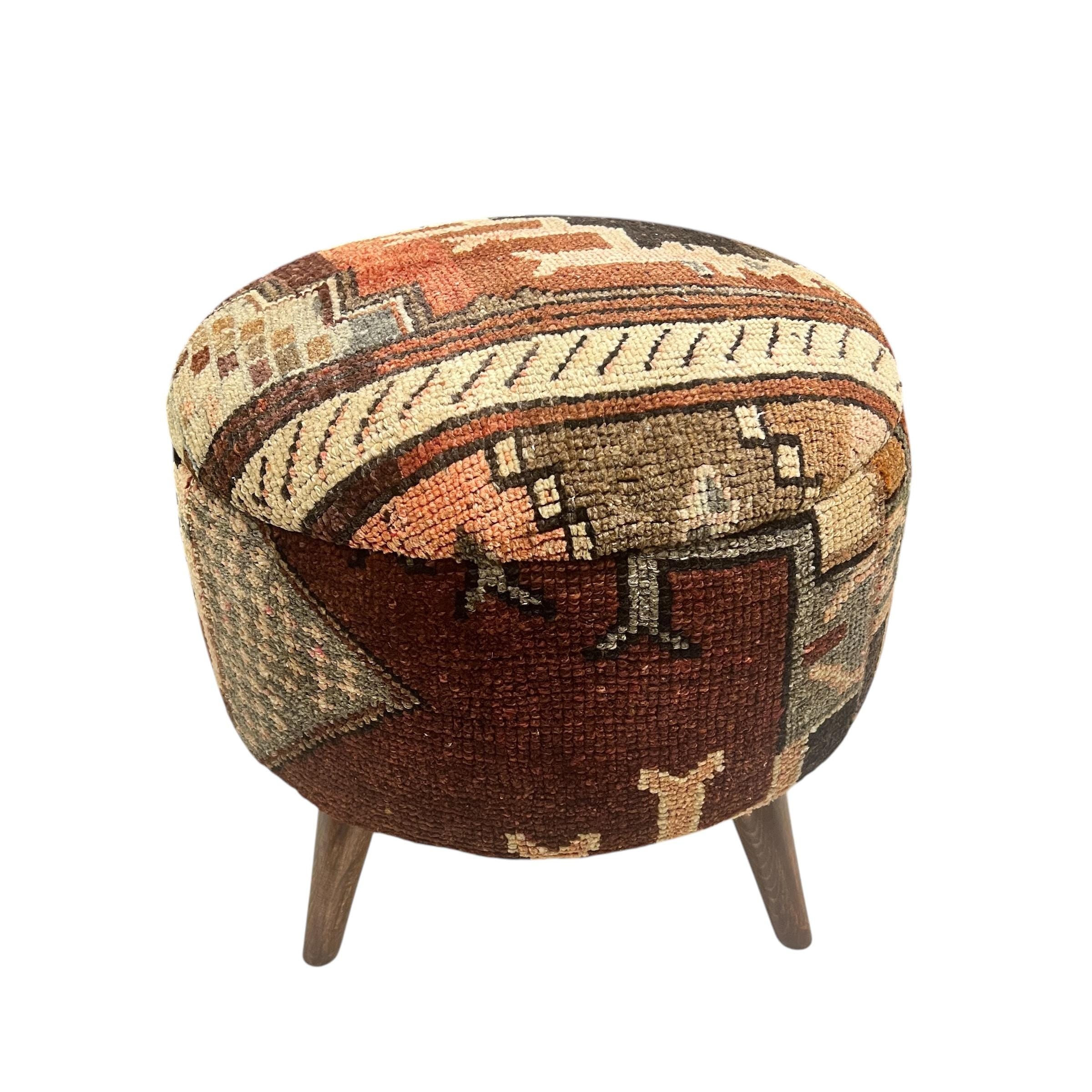 Vintage Carpet Medium Round Ottoman