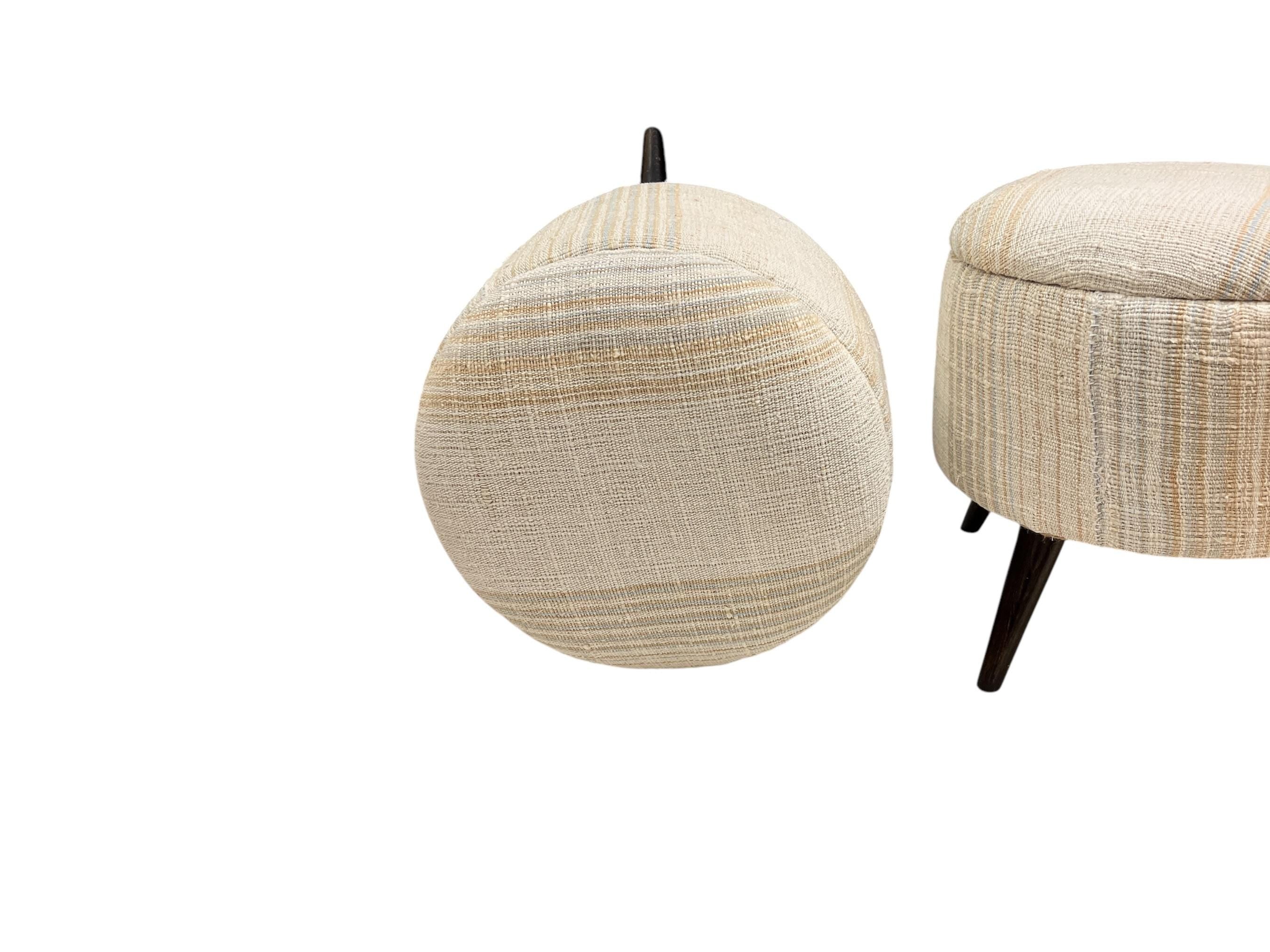 Small Hemp Round Ottoman