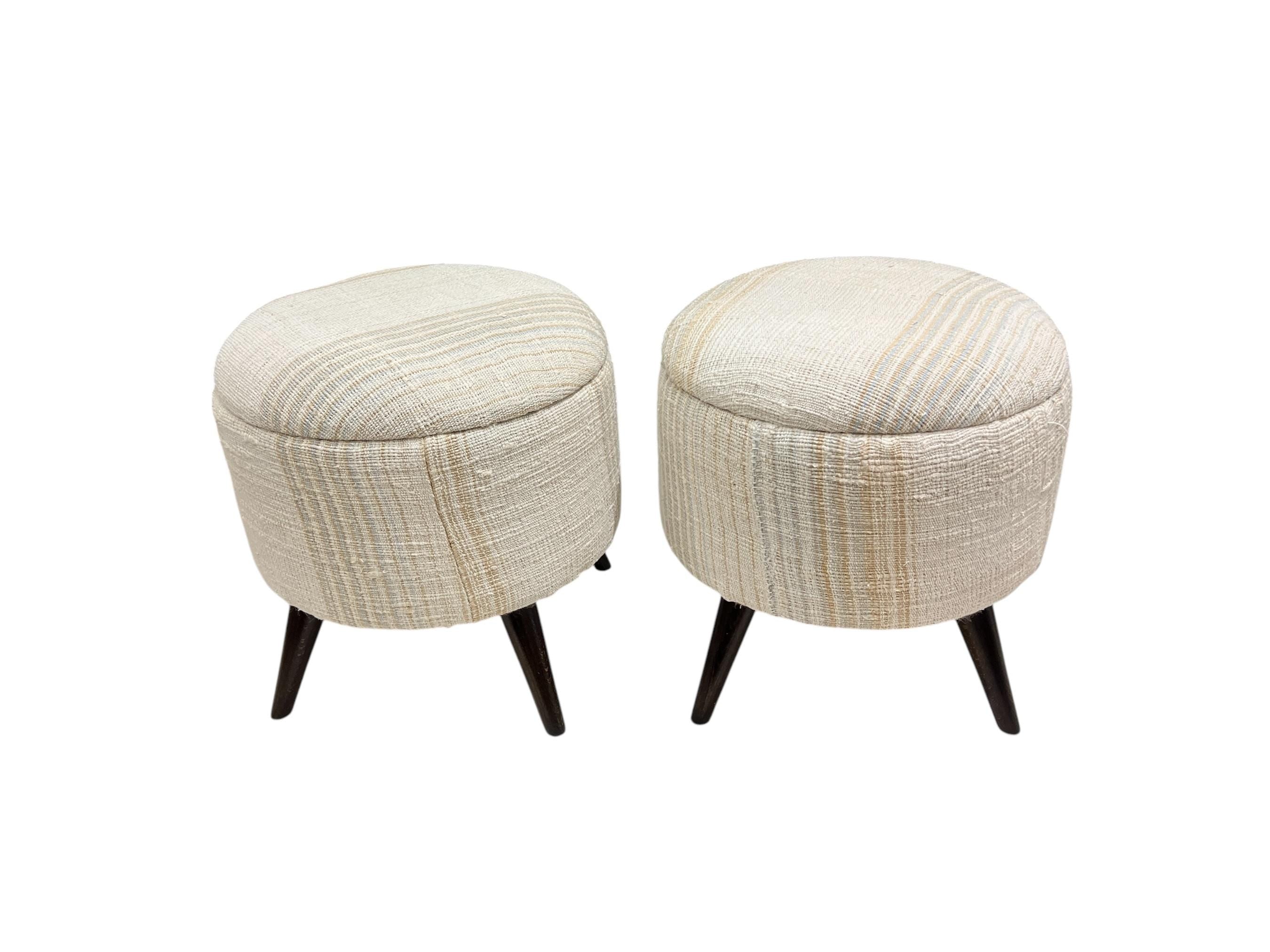 Small Hemp Round Ottoman