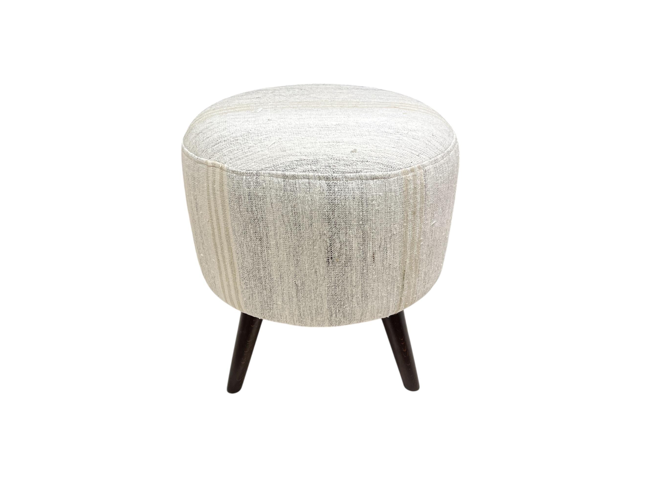 Vintage Hemp Small Round Ottoman