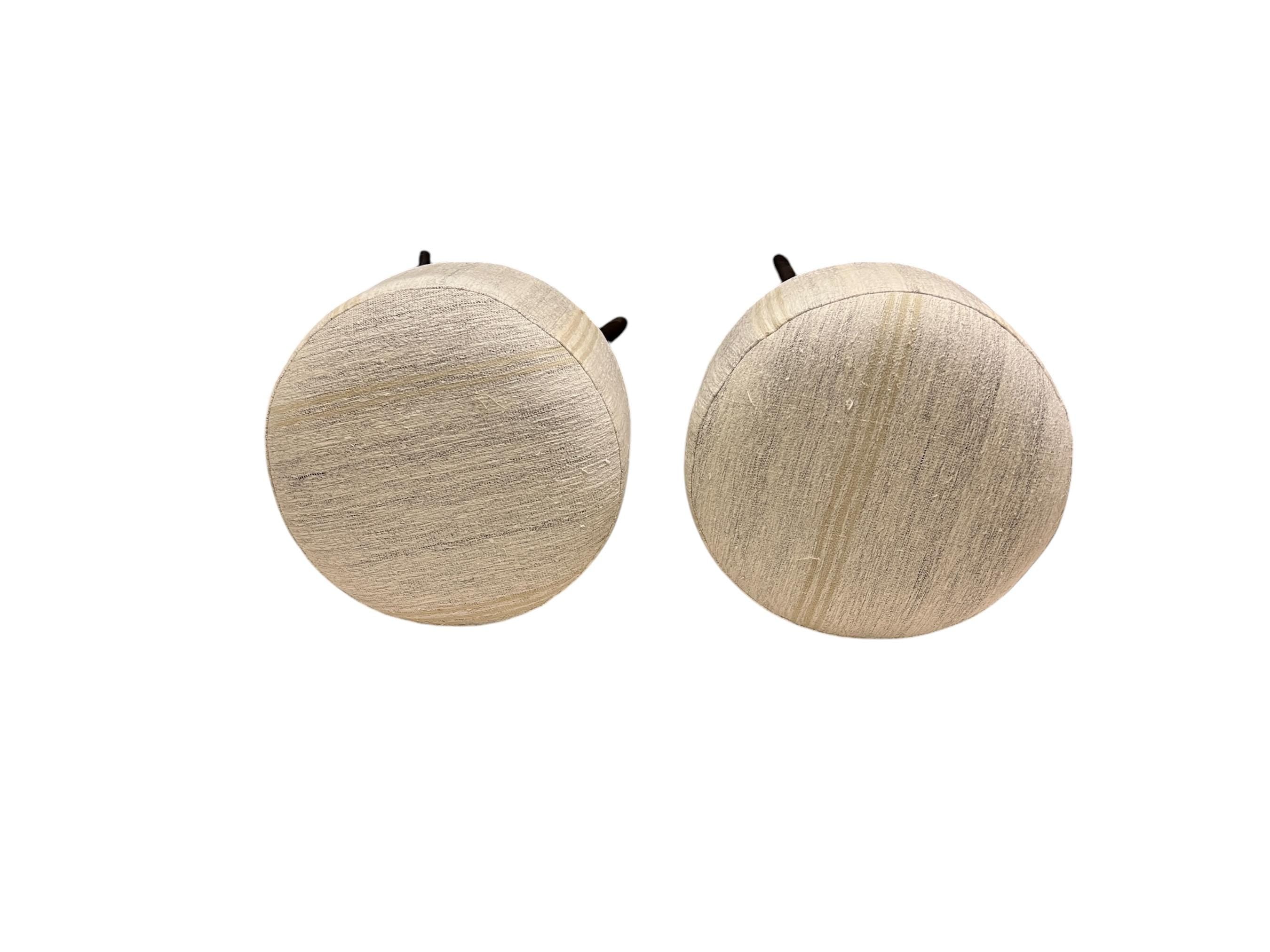 Vintage Hemp Small Round Ottoman