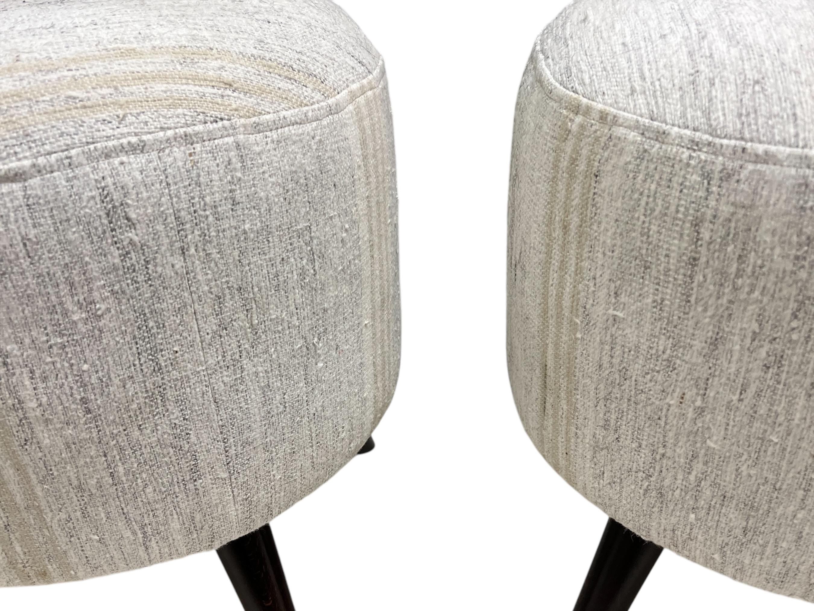 Vintage Hemp Small Round Ottoman