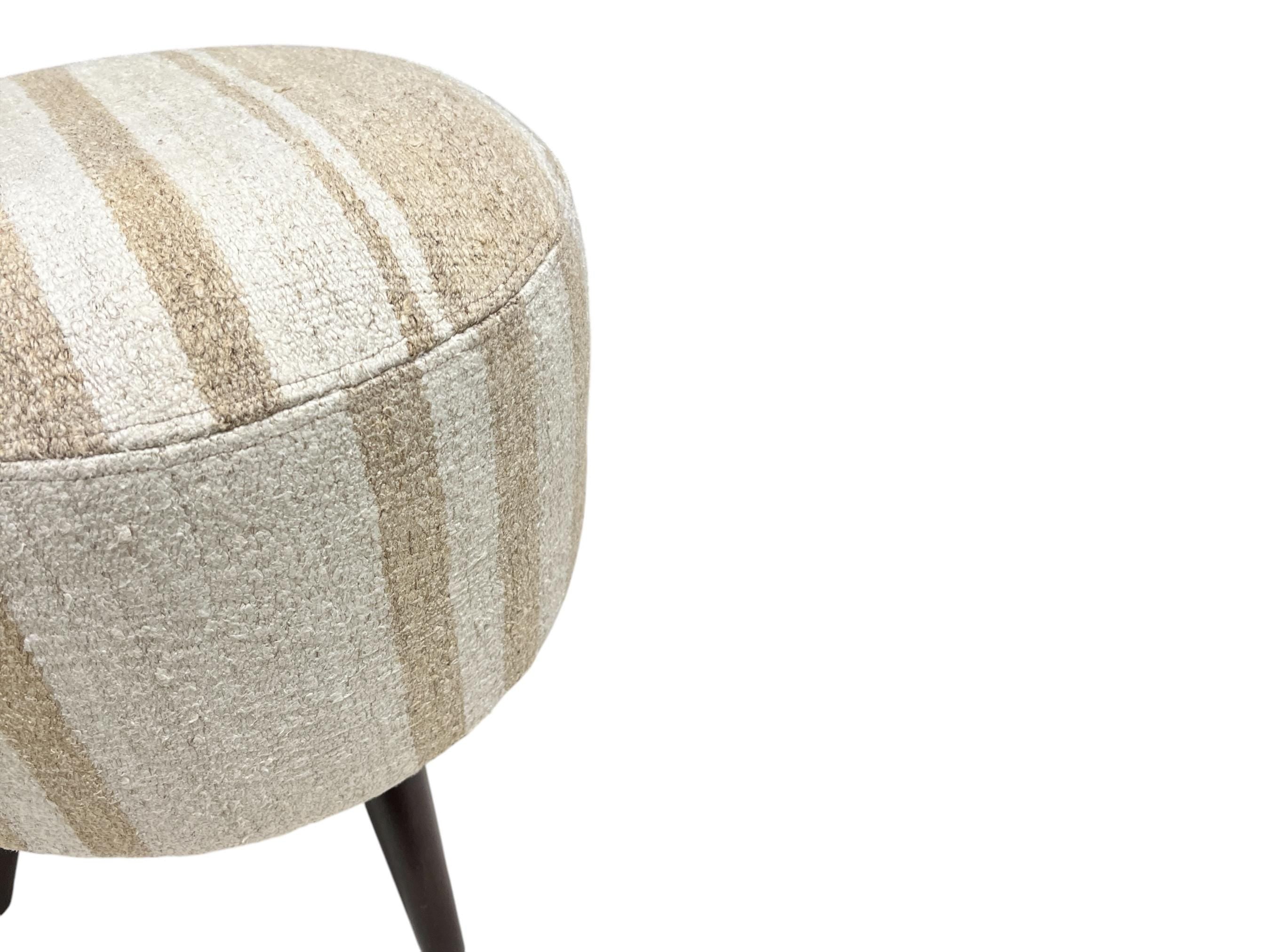 Vintage Hemp Small Round Ottoman