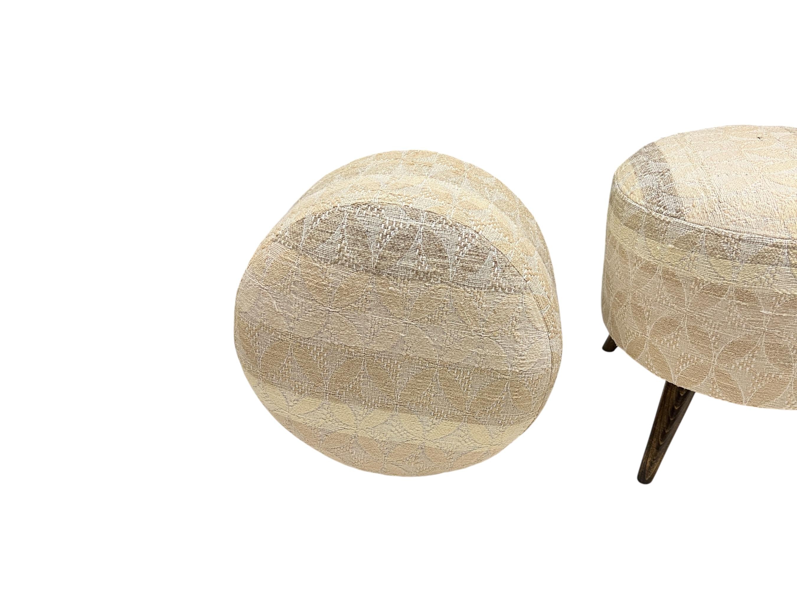 Embroidery kilim Small Round Ottoman