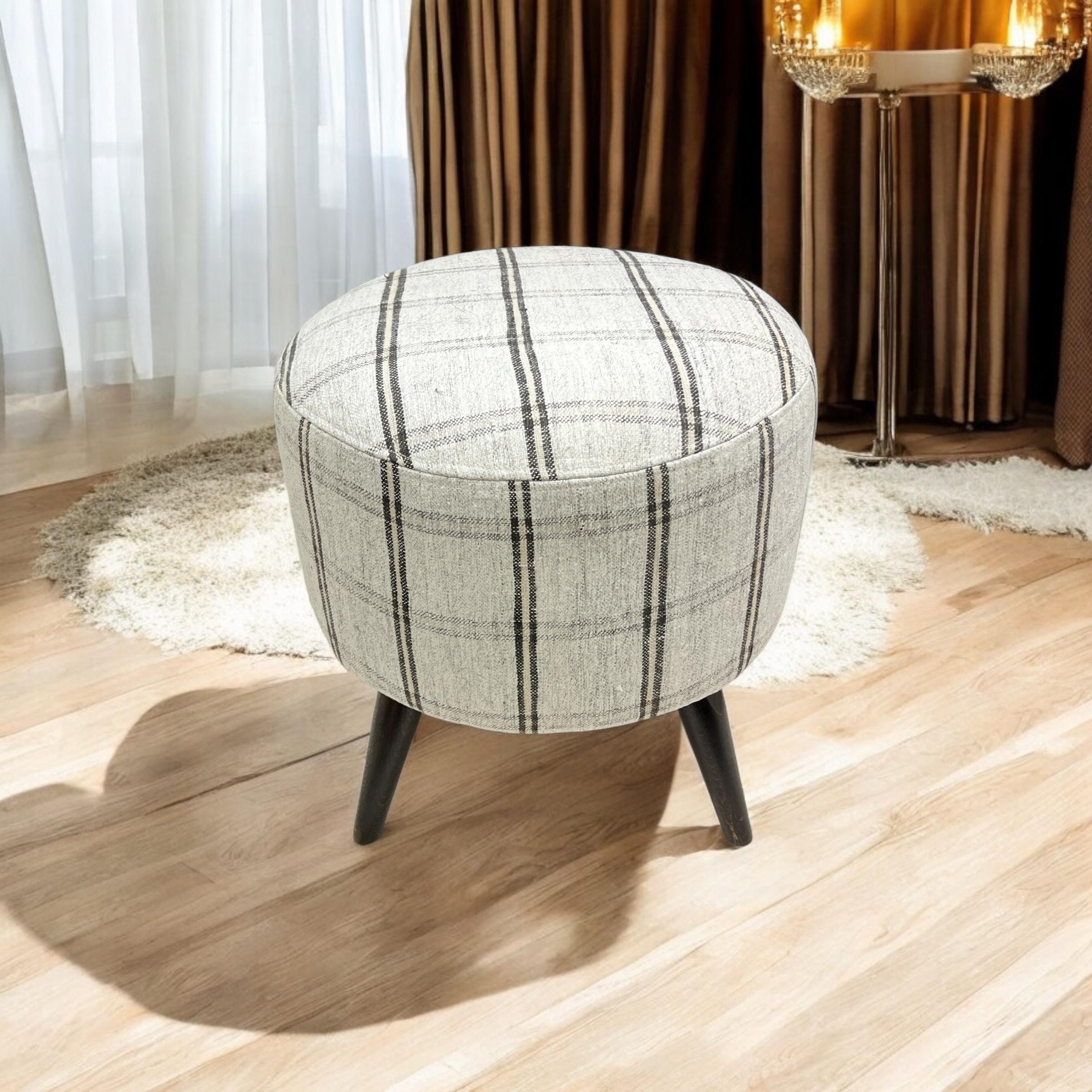 Stripe Kilim Small Round Ottoman