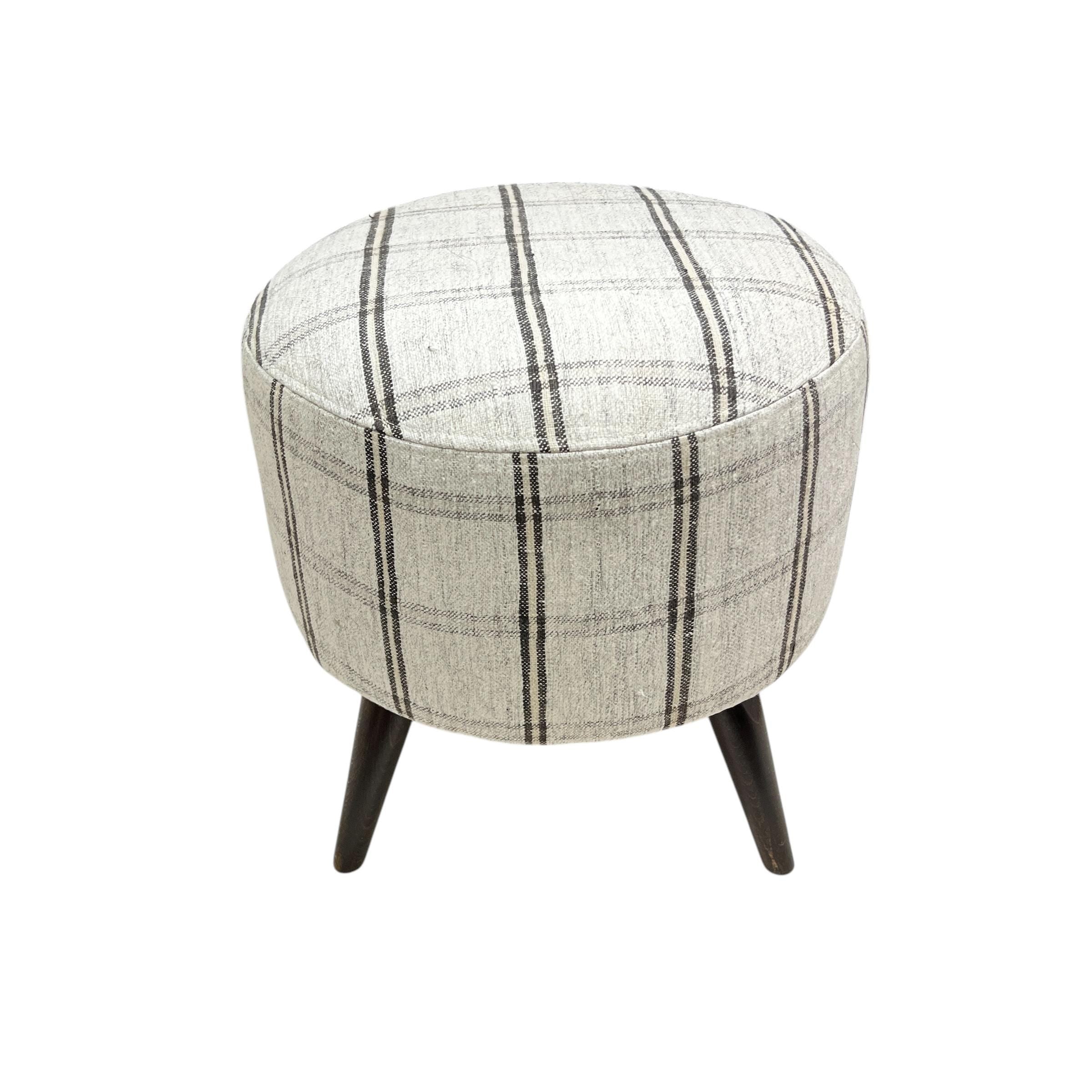 Stripe Kilim Small Round Ottoman