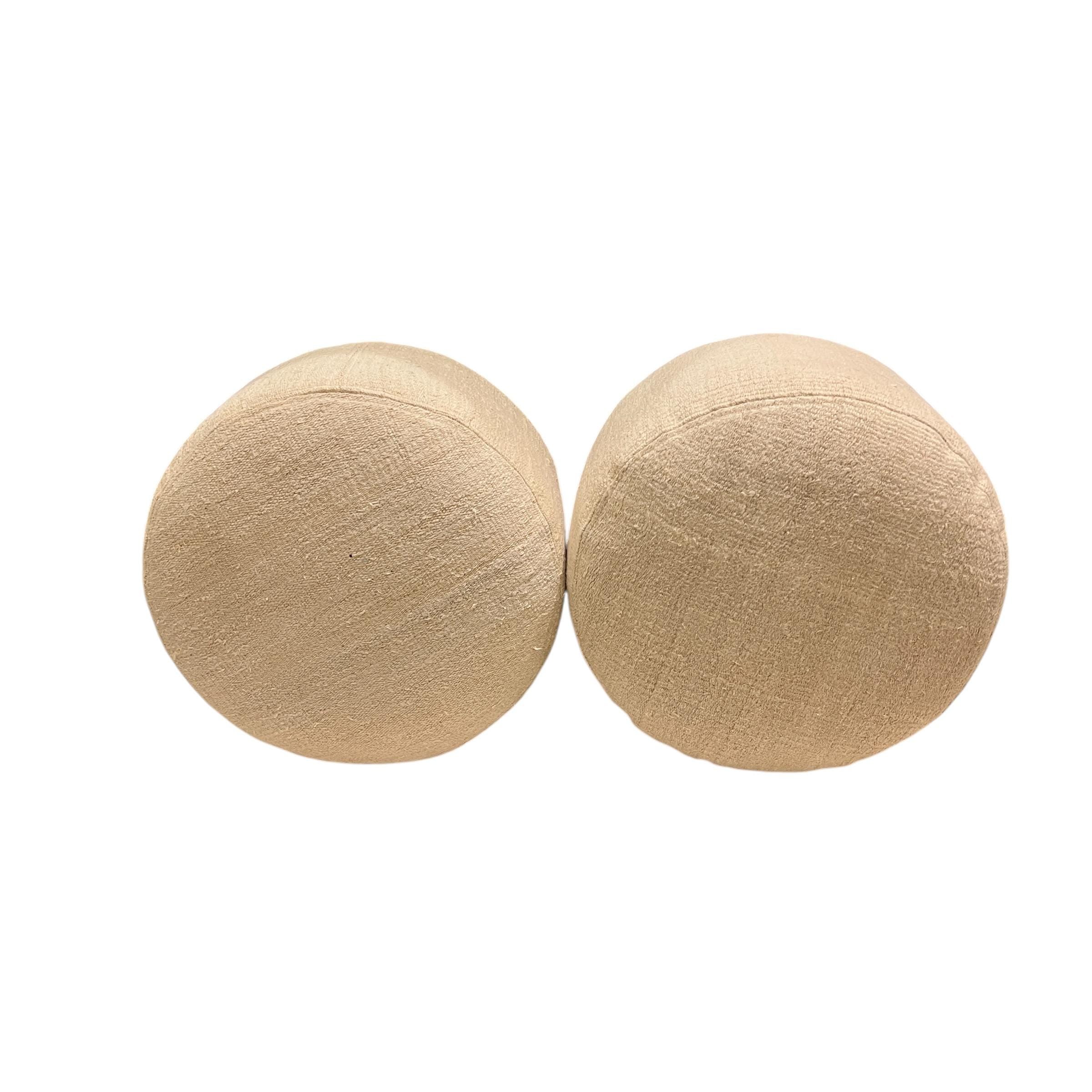 Vintage Hemp Small Round Ottoman