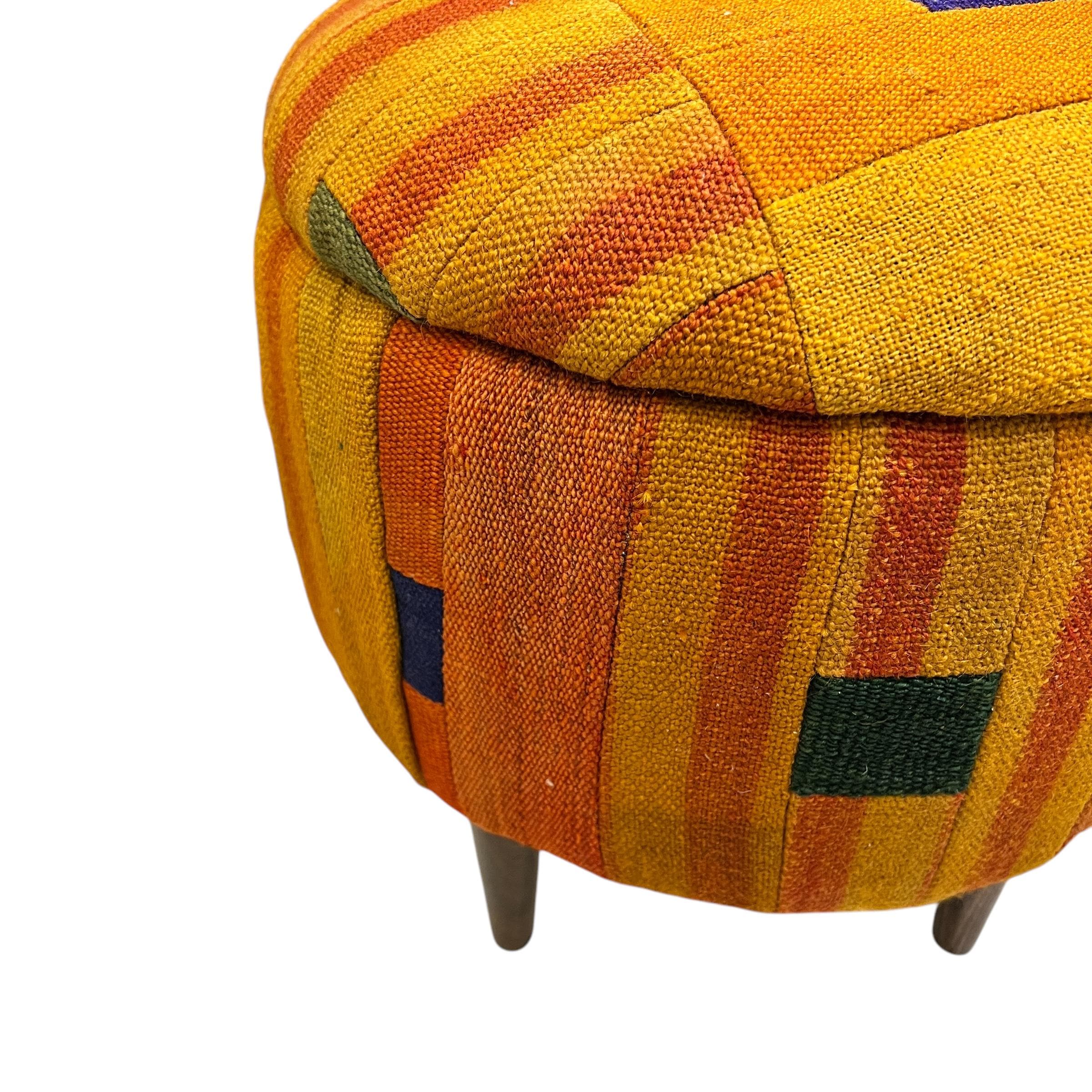 Abstract Patchwork Small Round Ottoman
