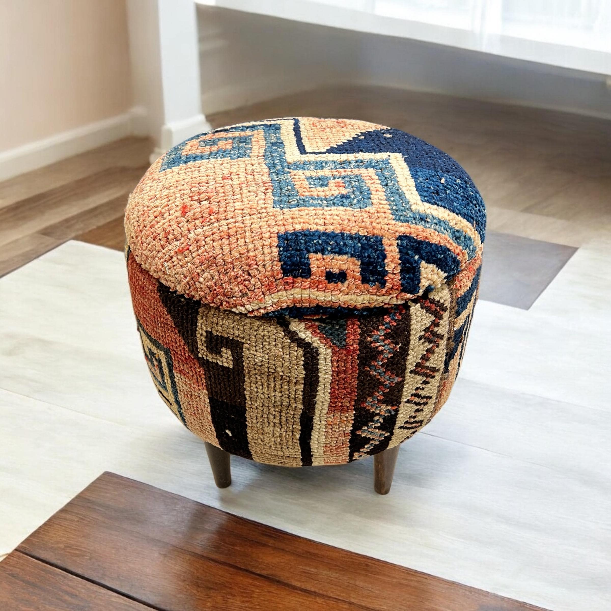 Vintage Rug Small Ottoman