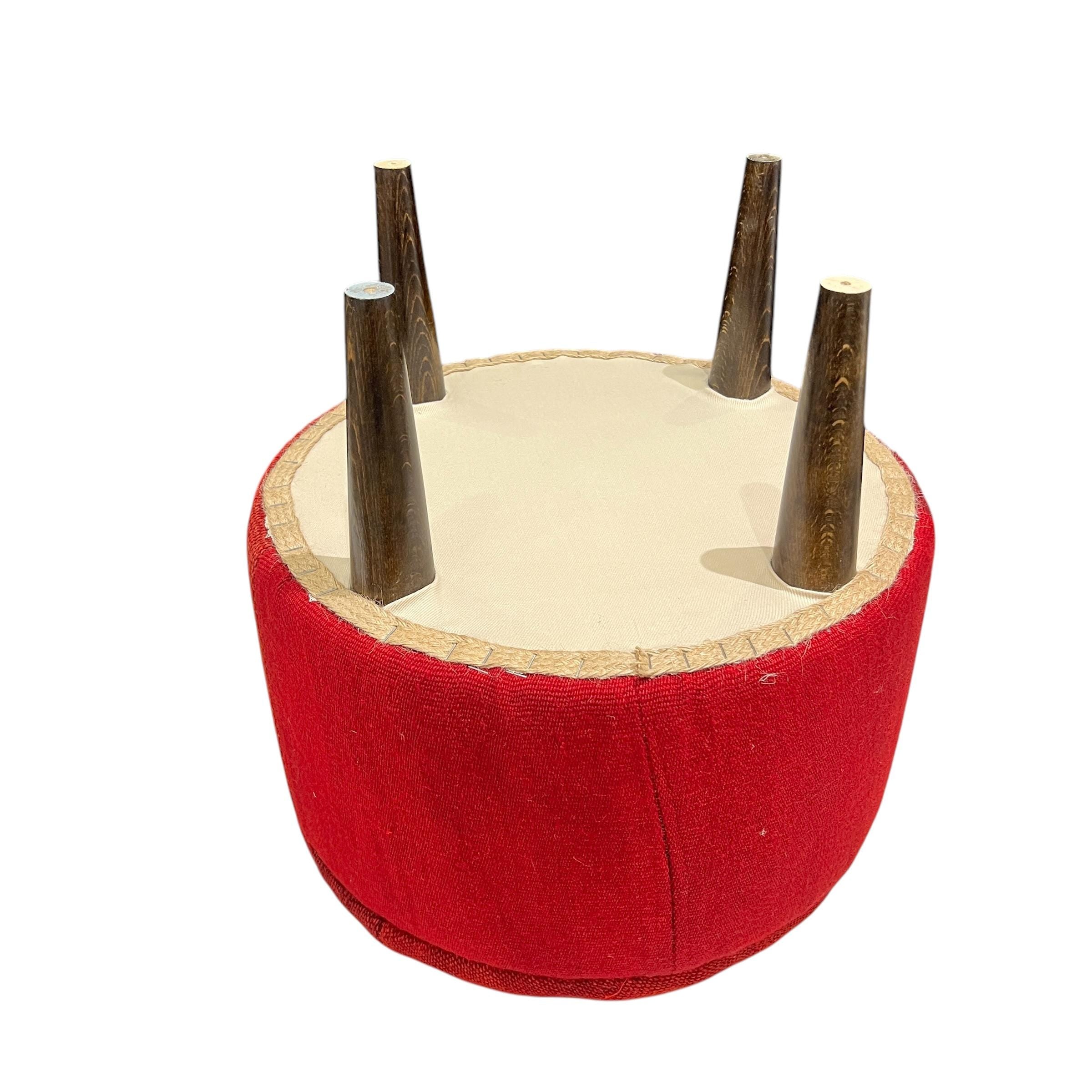 Vintage Kilim Small Round Ottoman