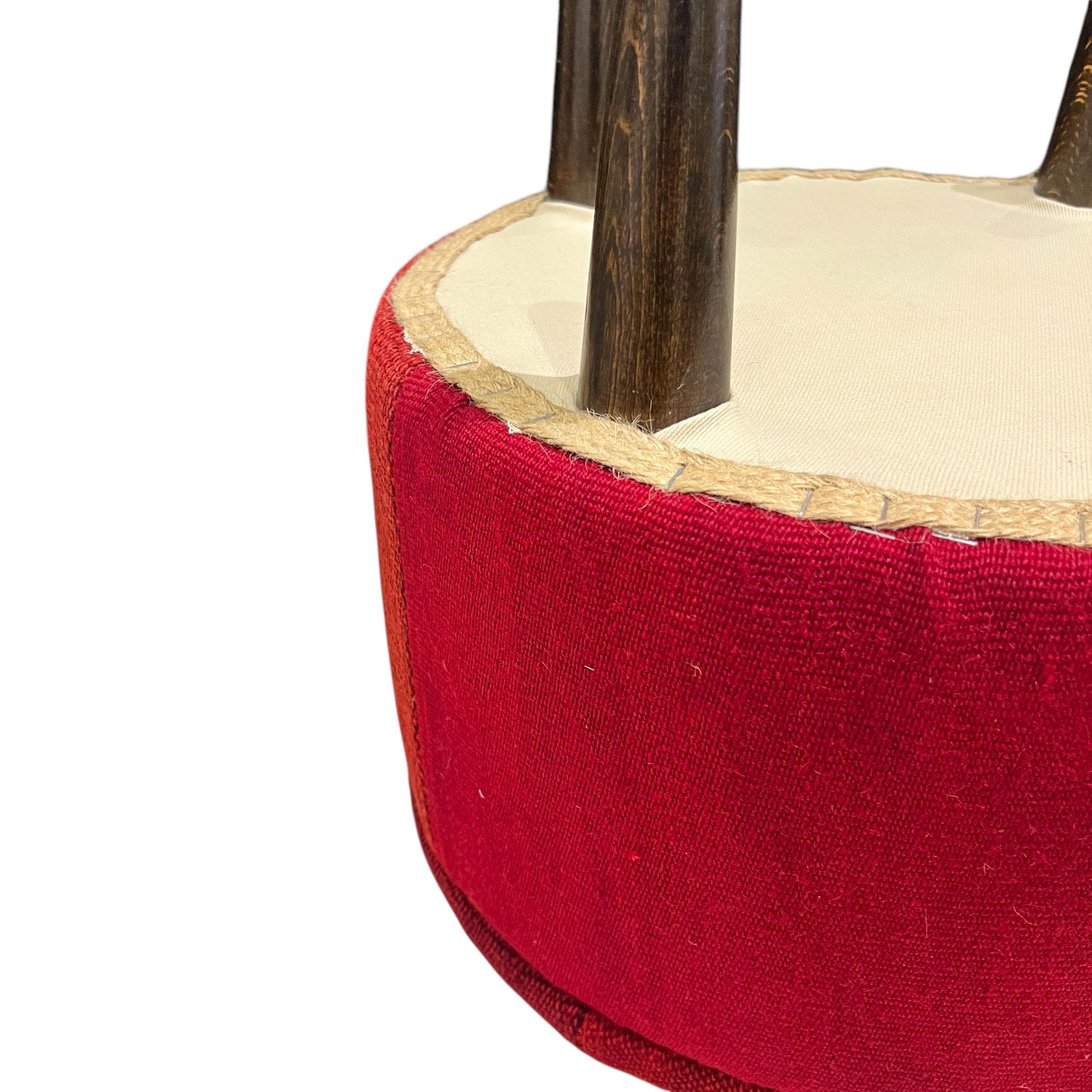 Vintage Kilim Small Round Ottoman