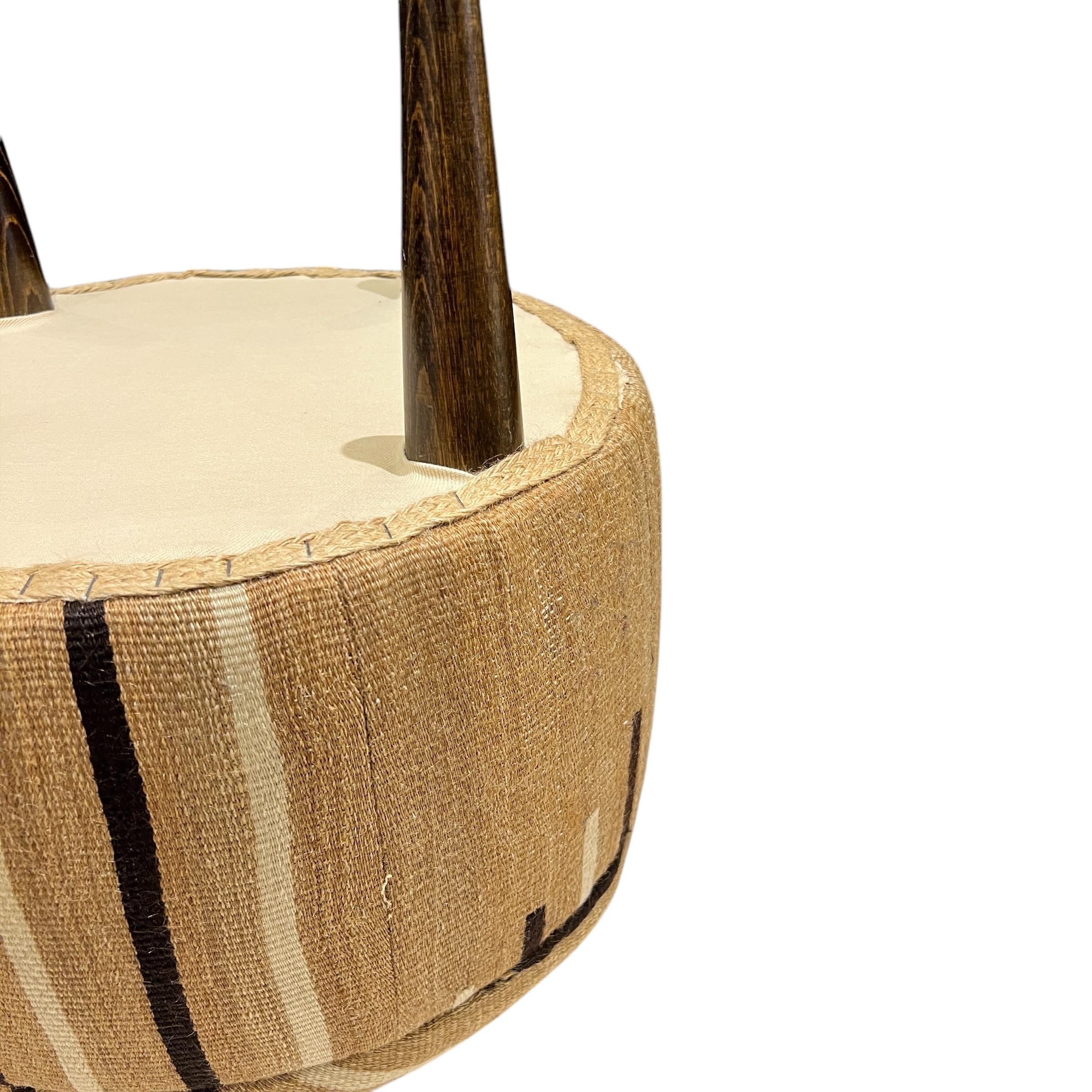 Angora Kilim Small Round Ottoman