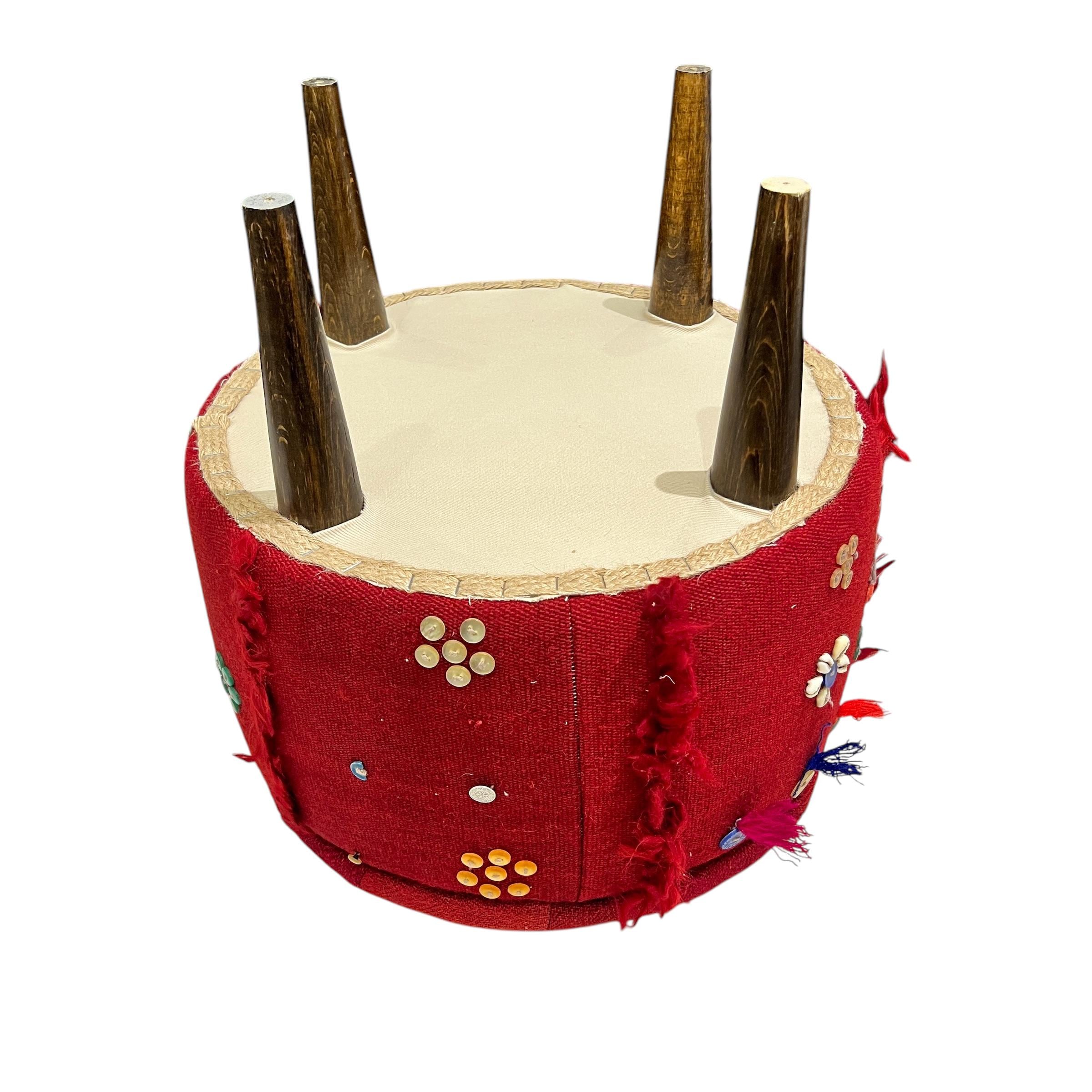 Vintage Kilim Round Ottoman