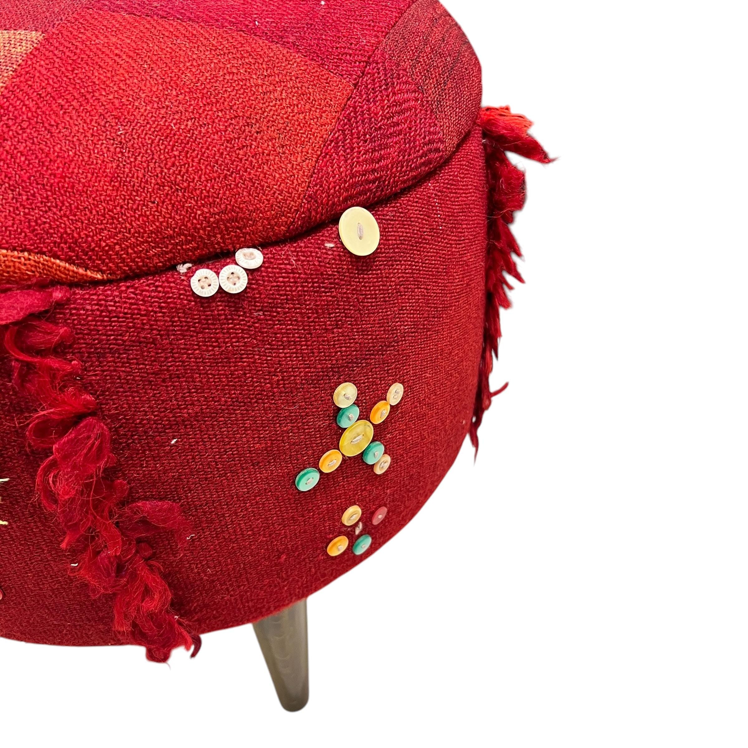 Vintage Kilim Round Ottoman