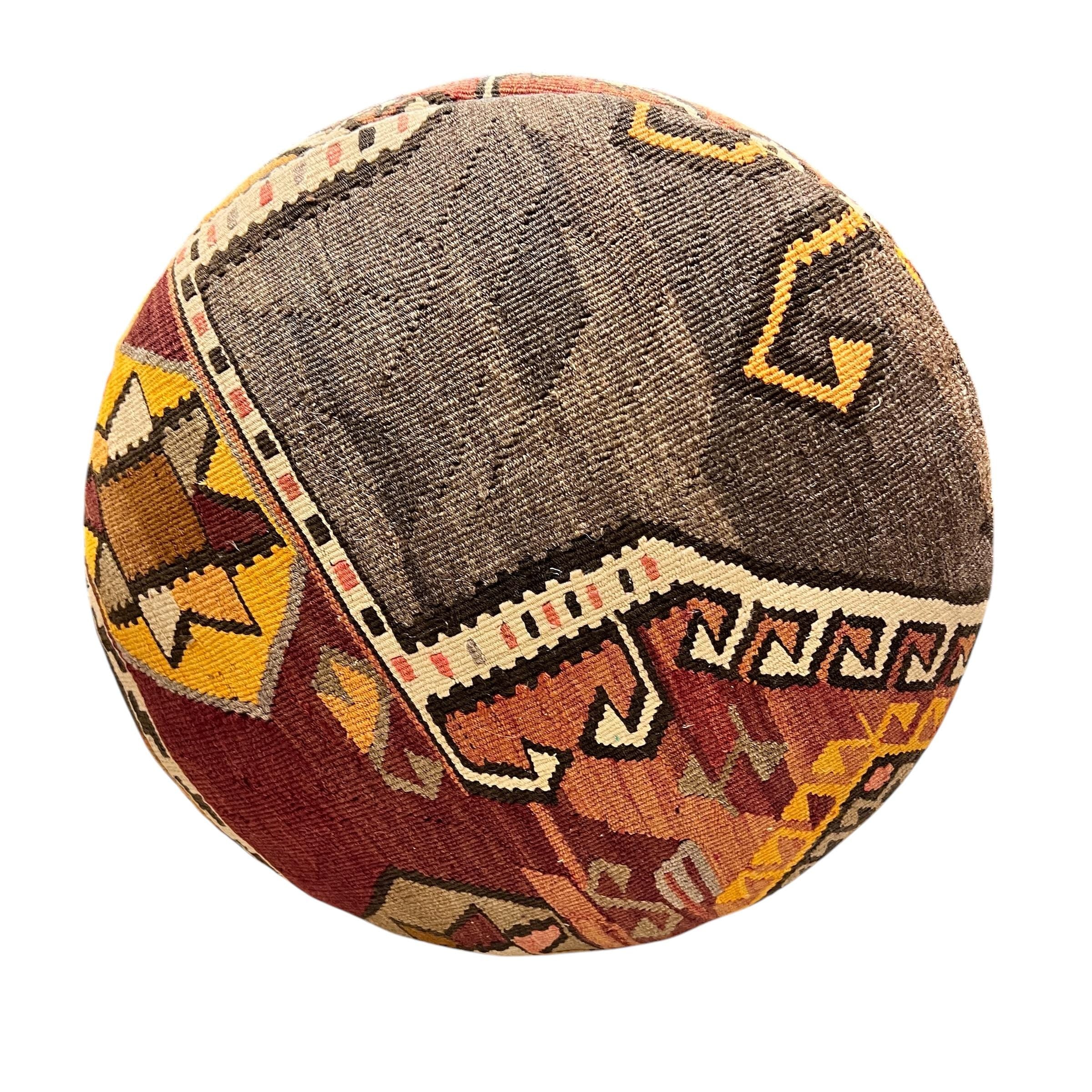 Vintage Kilim Medium Round Ottoman