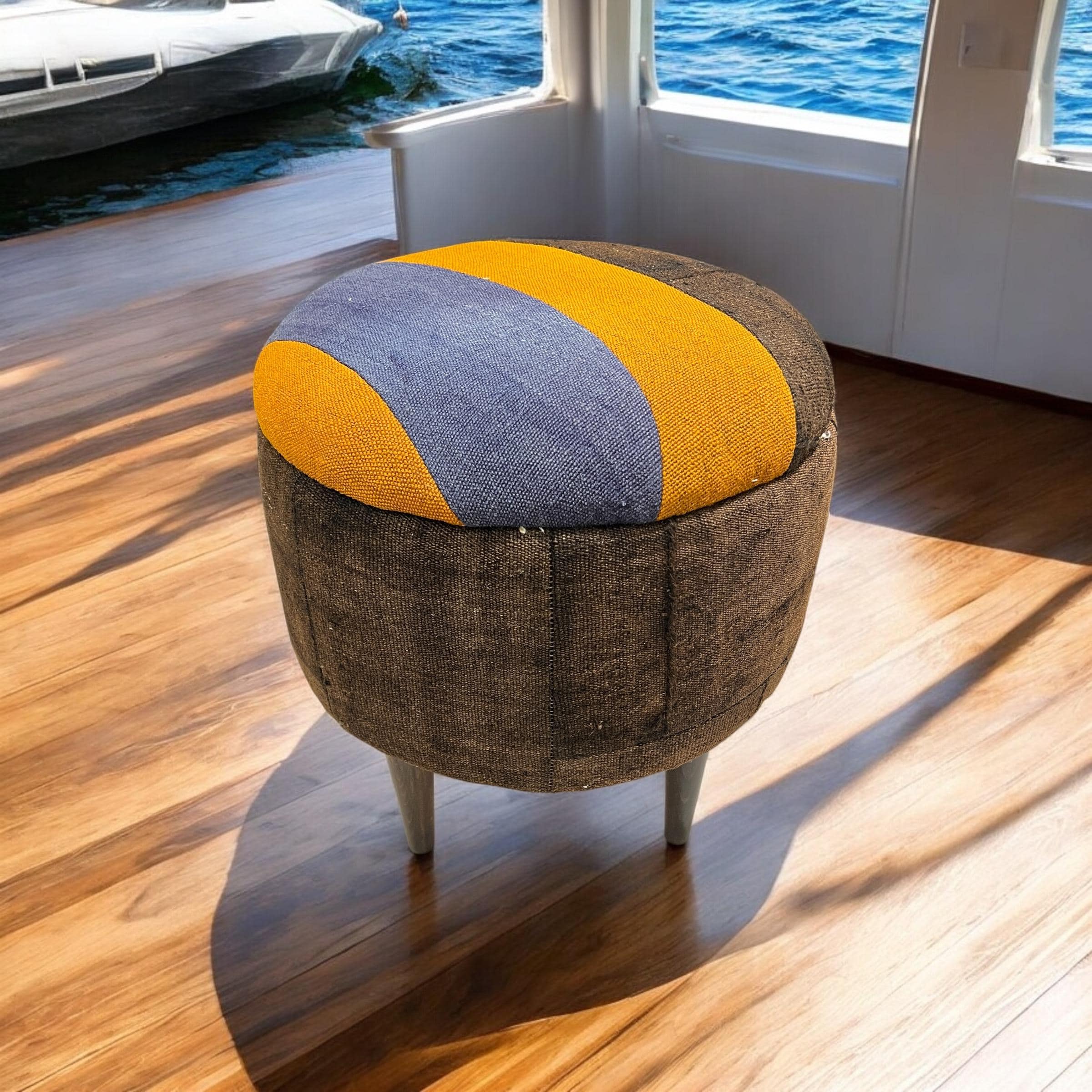 Abstract Midcentury Small Ottoman