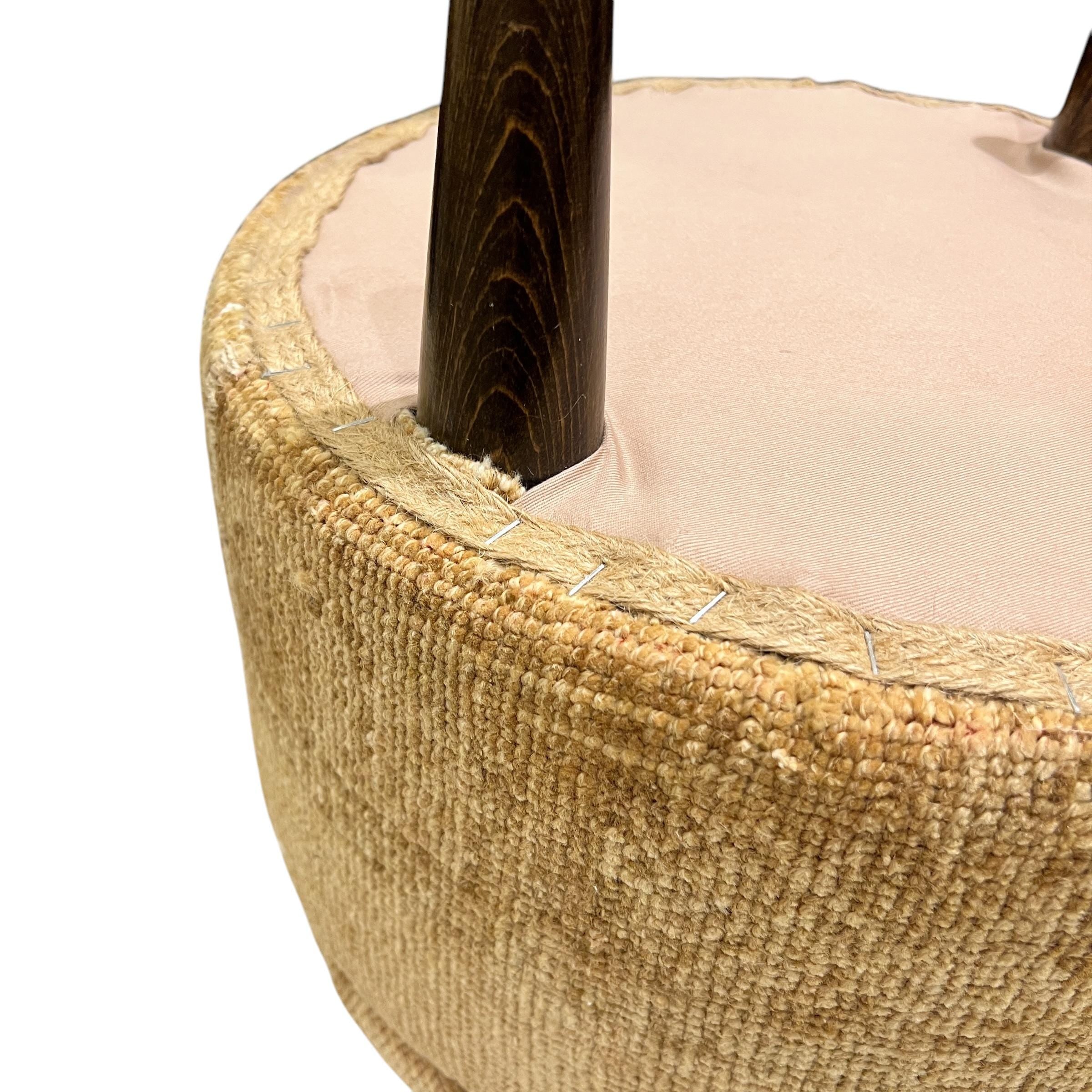 Small Vintage Carpet Round Ottoman