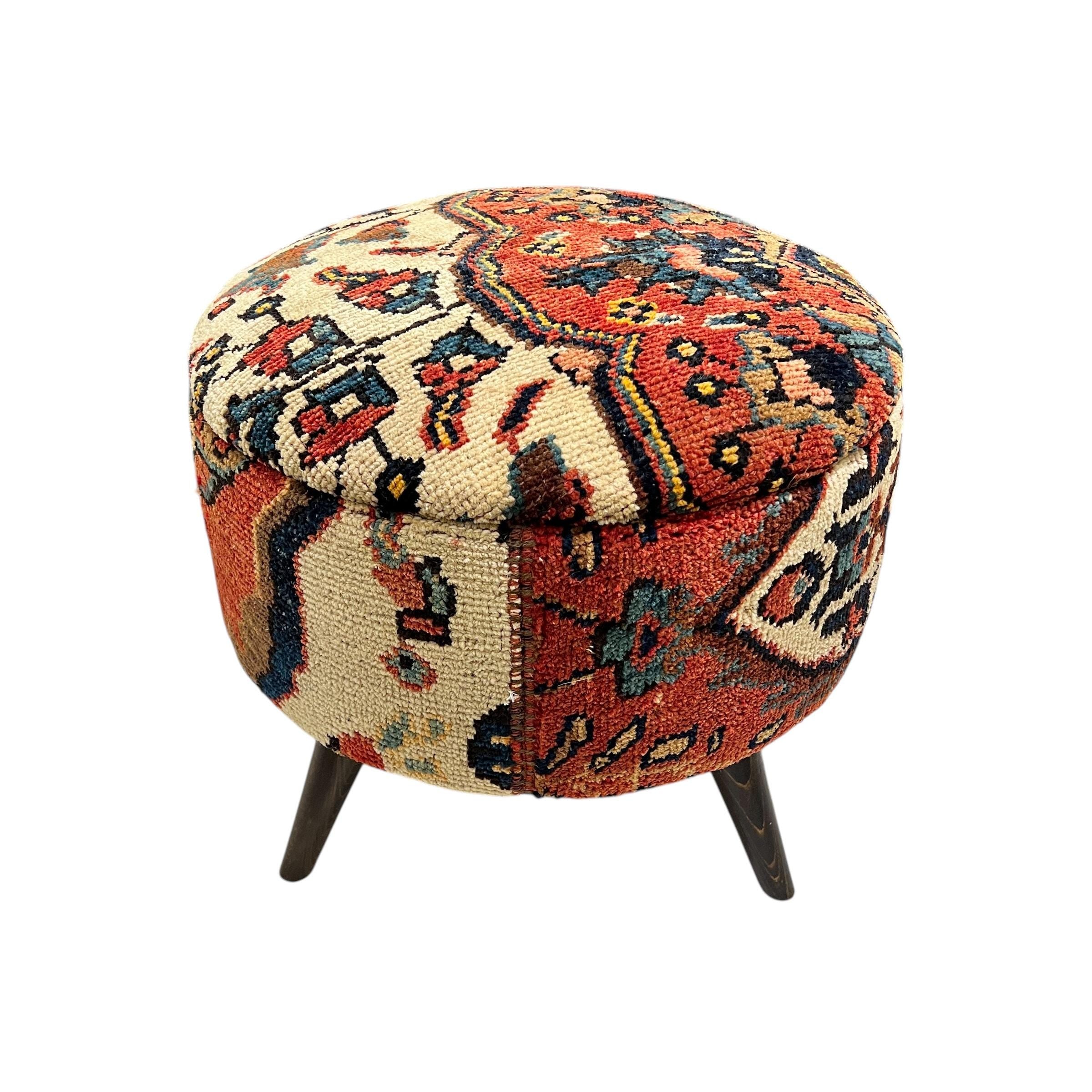 Vintage Carpet Medium Round Ottoman