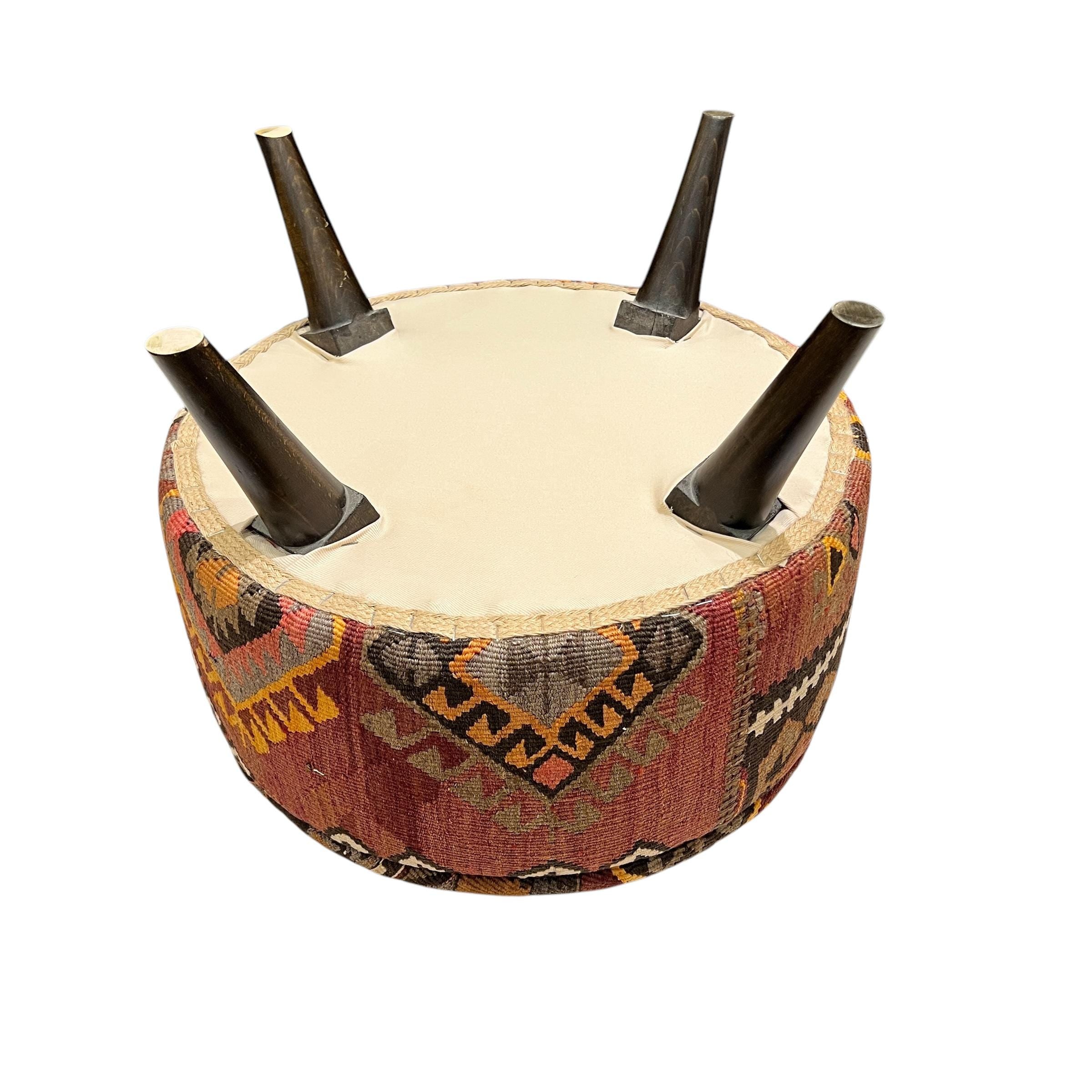 Medium Kilim Round Ottoman