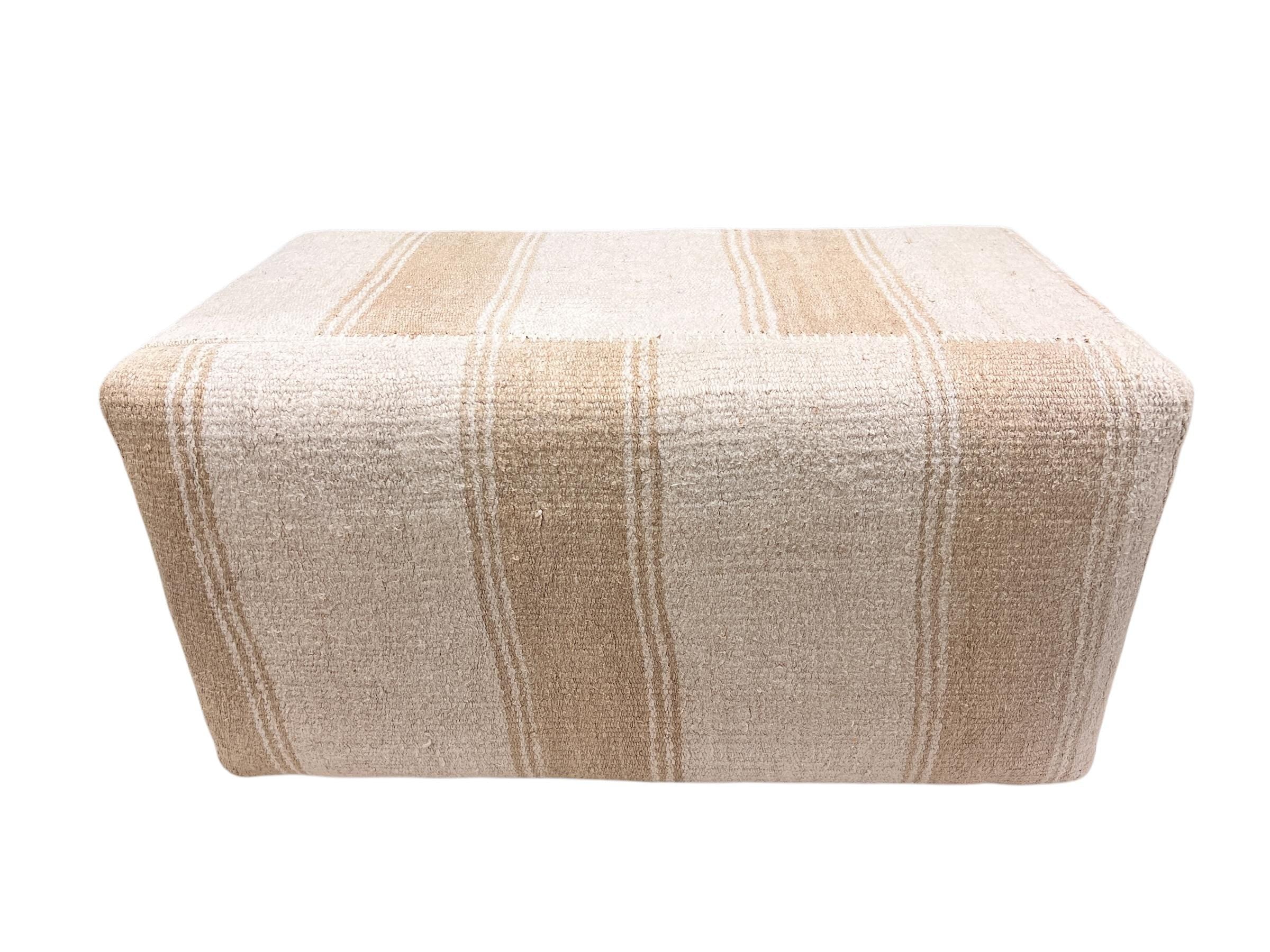 Vintage Hemp Rectangular Ottoman
