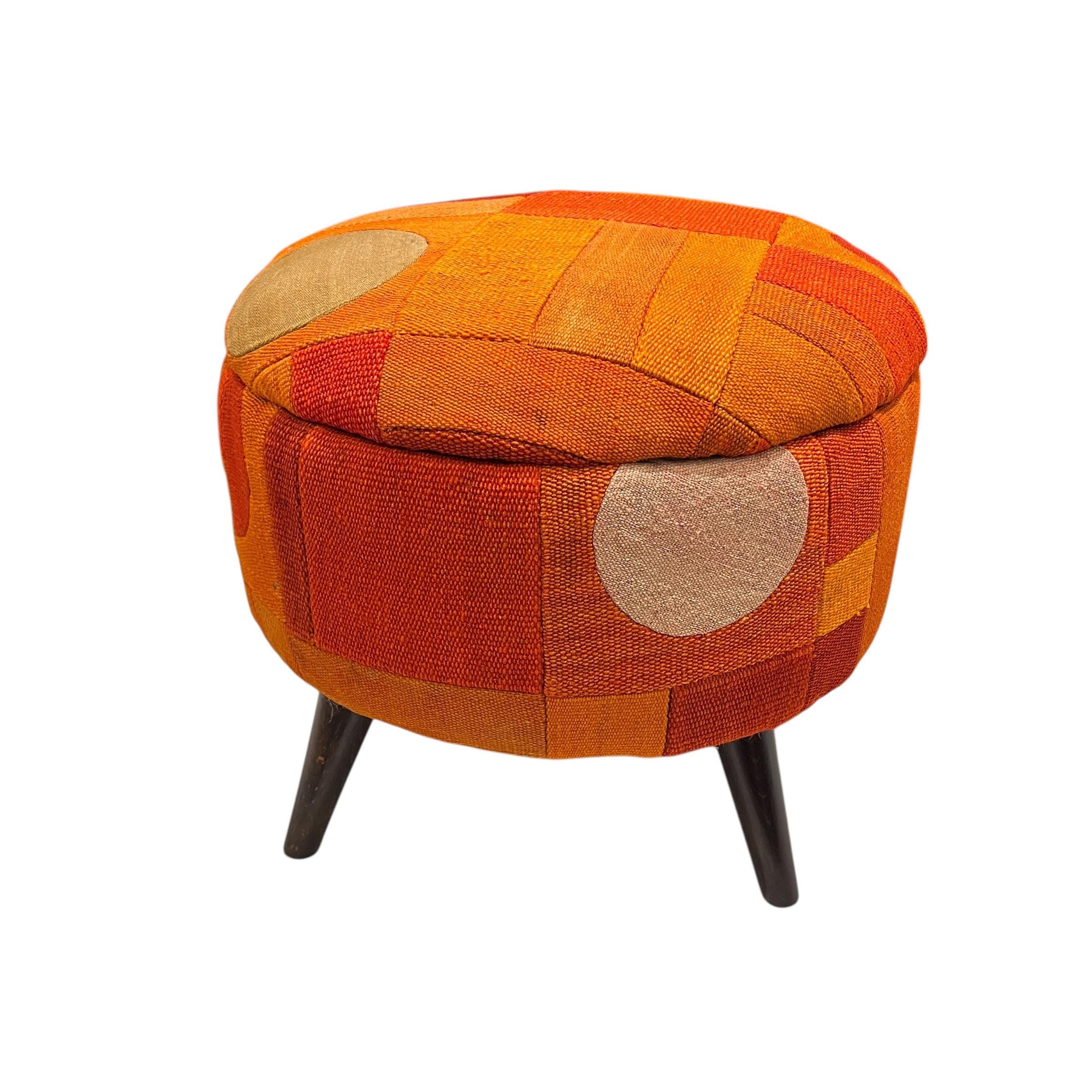 Mid-Century Patchwork Medium Ottoman