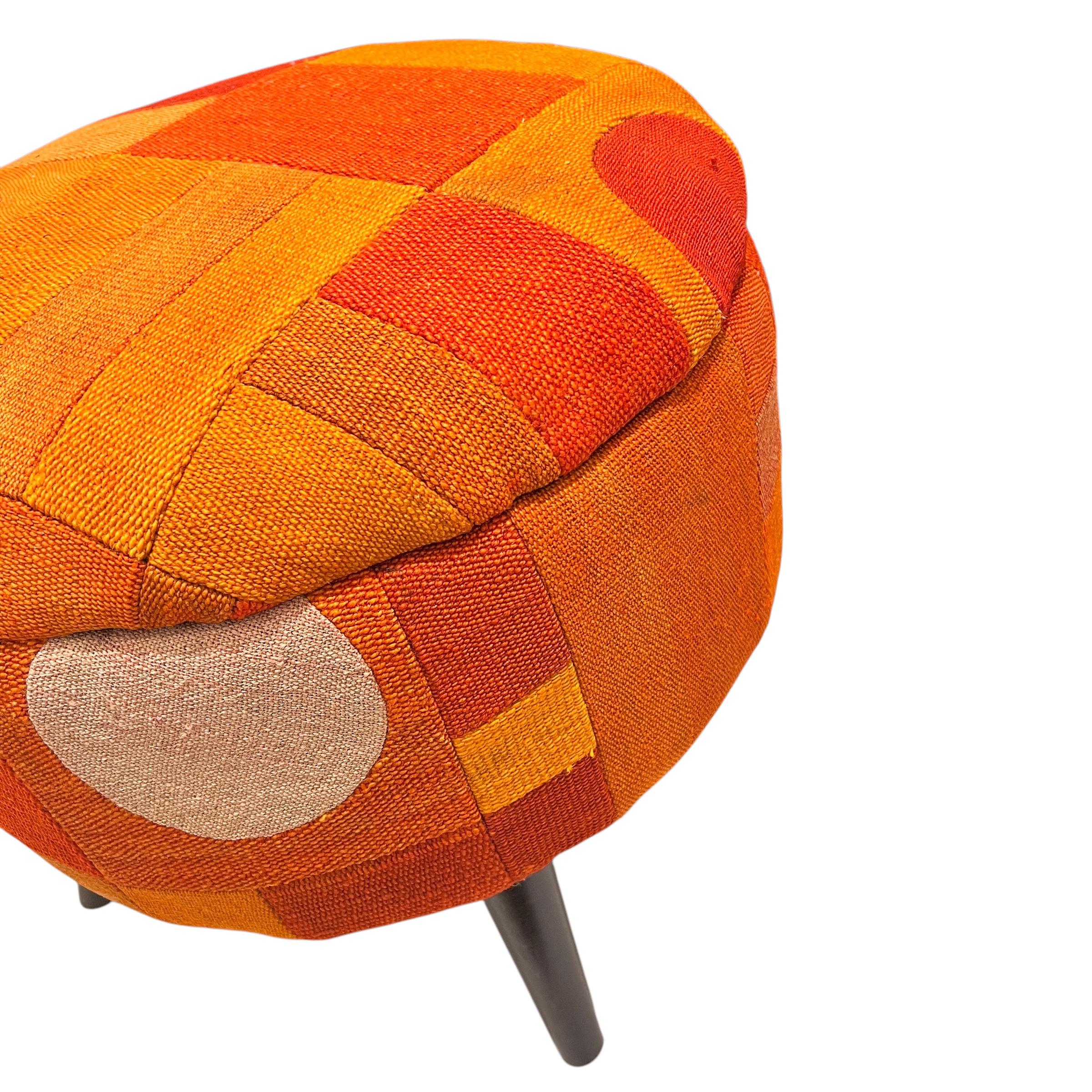 Mid-Century Patchwork Medium Ottoman