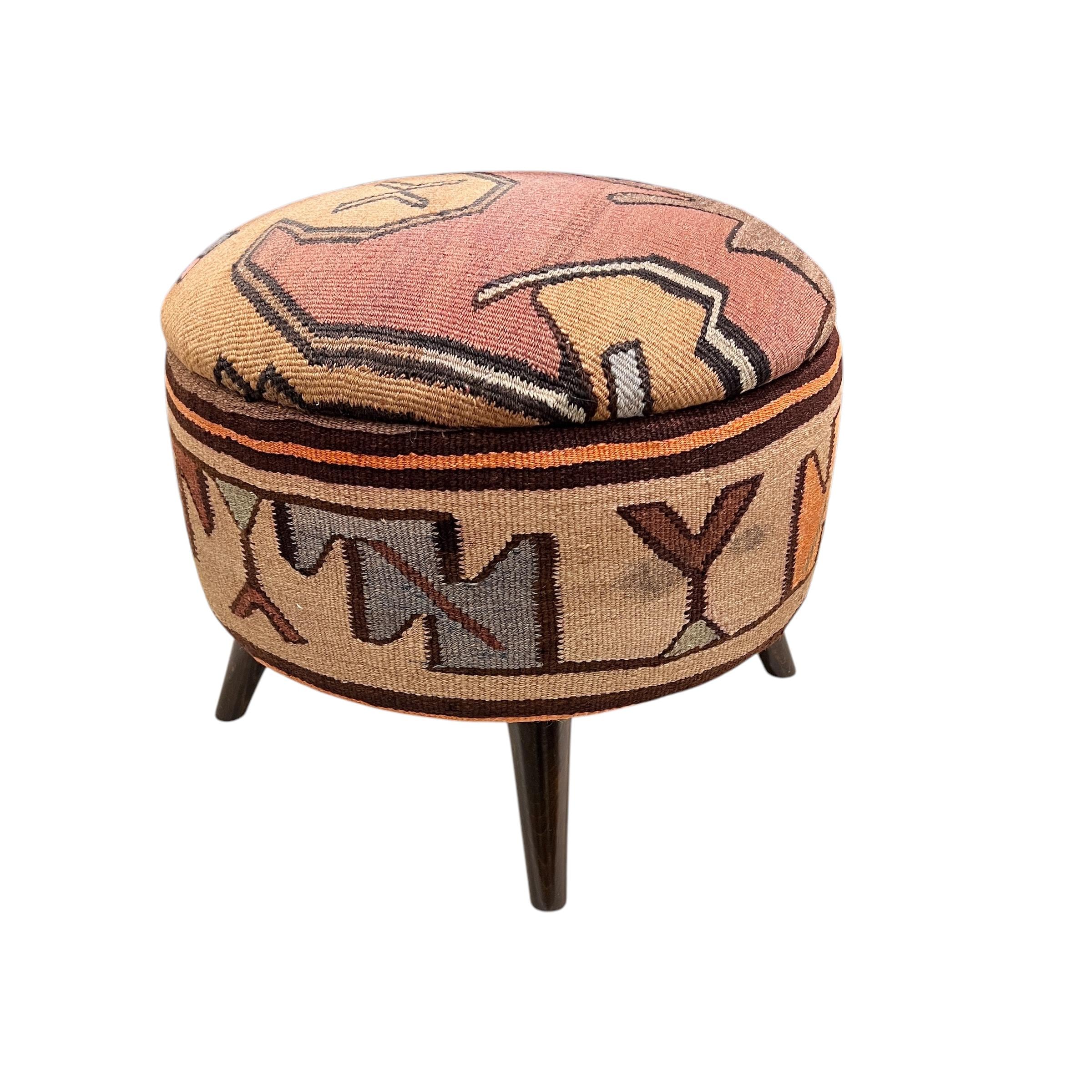 Vintage Kilim  Medium Round Ottoman