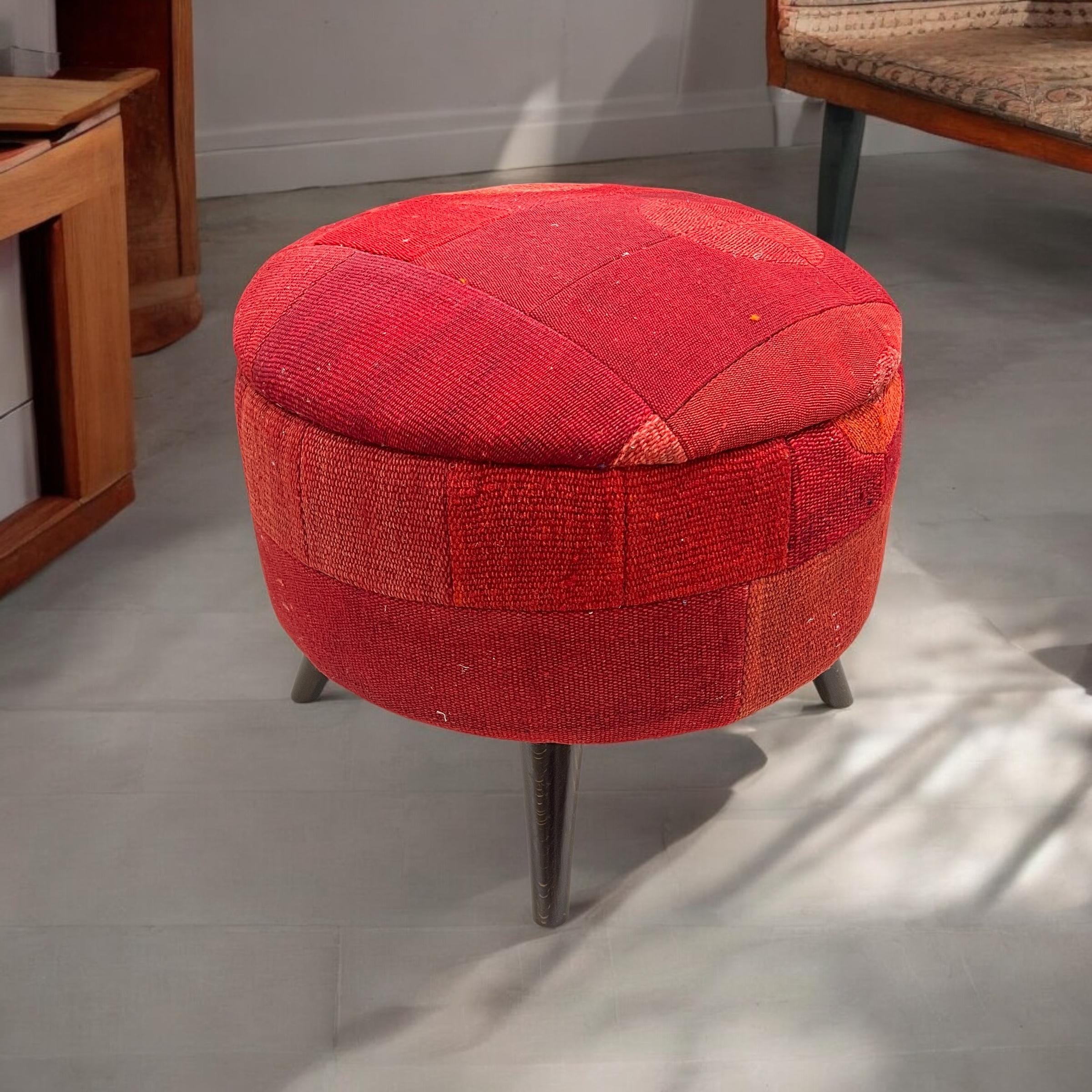 Mid-Century Medium Round Ottoman