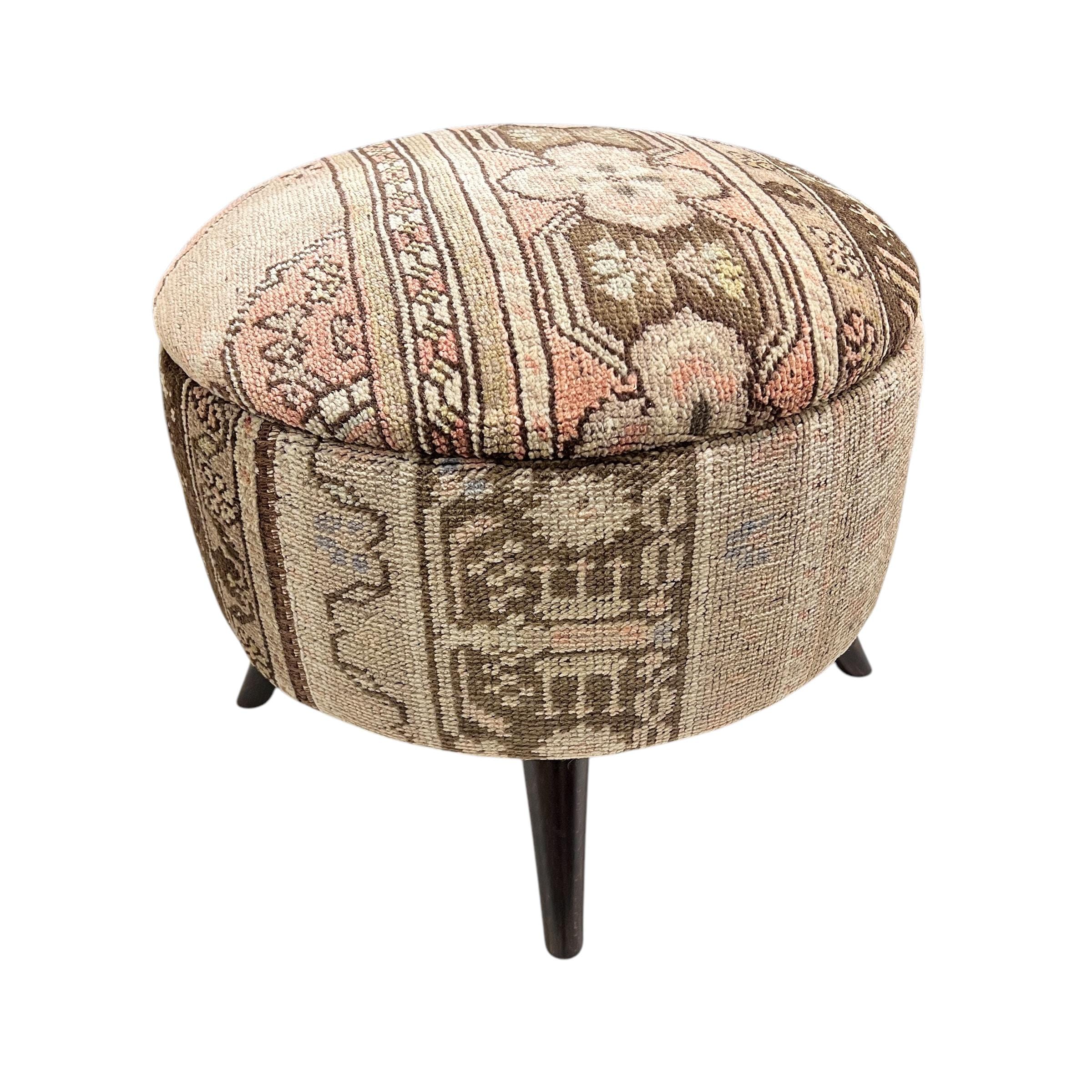Vintage Carpet Medium Round Ottoman