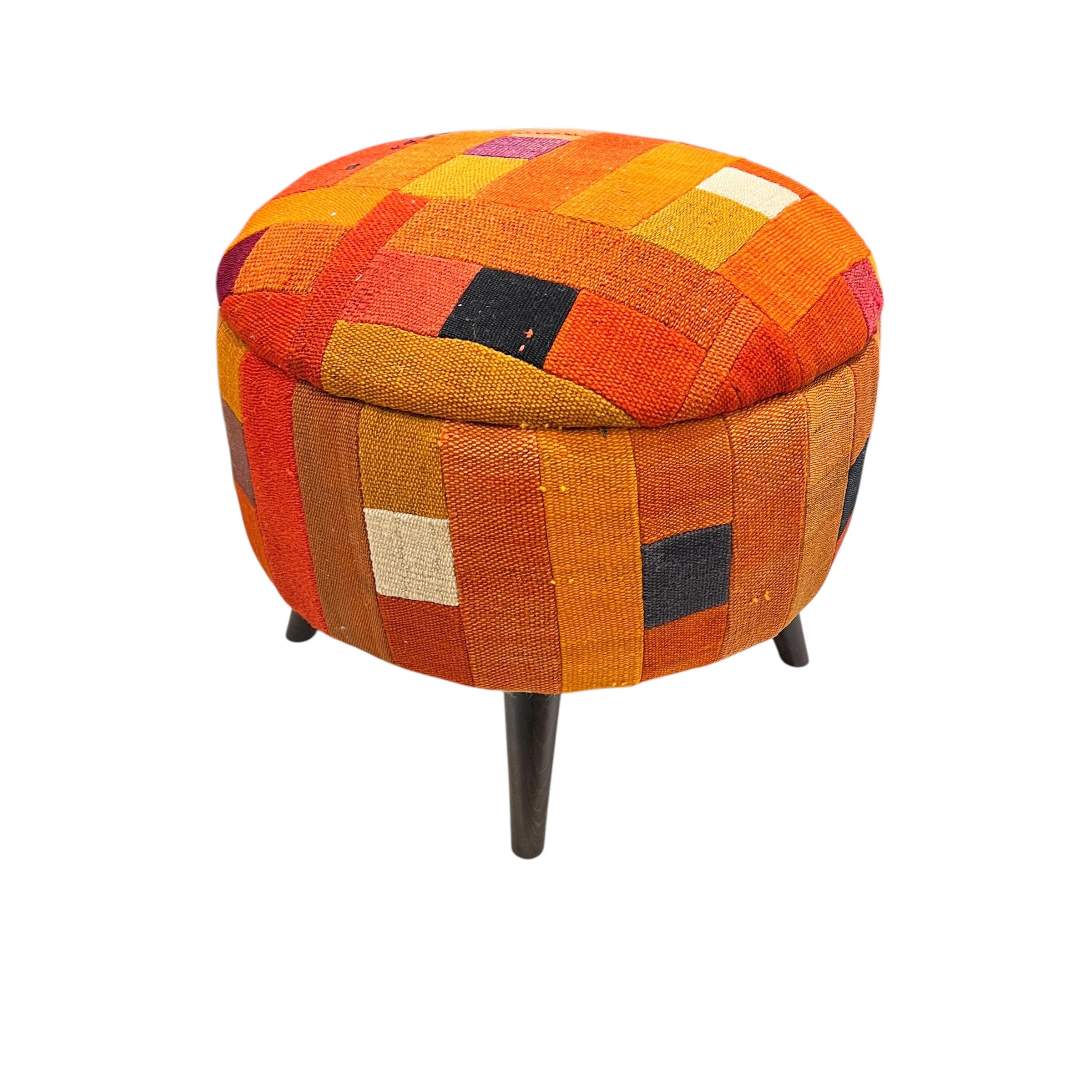 Mid-Century Medium Round Ottoman