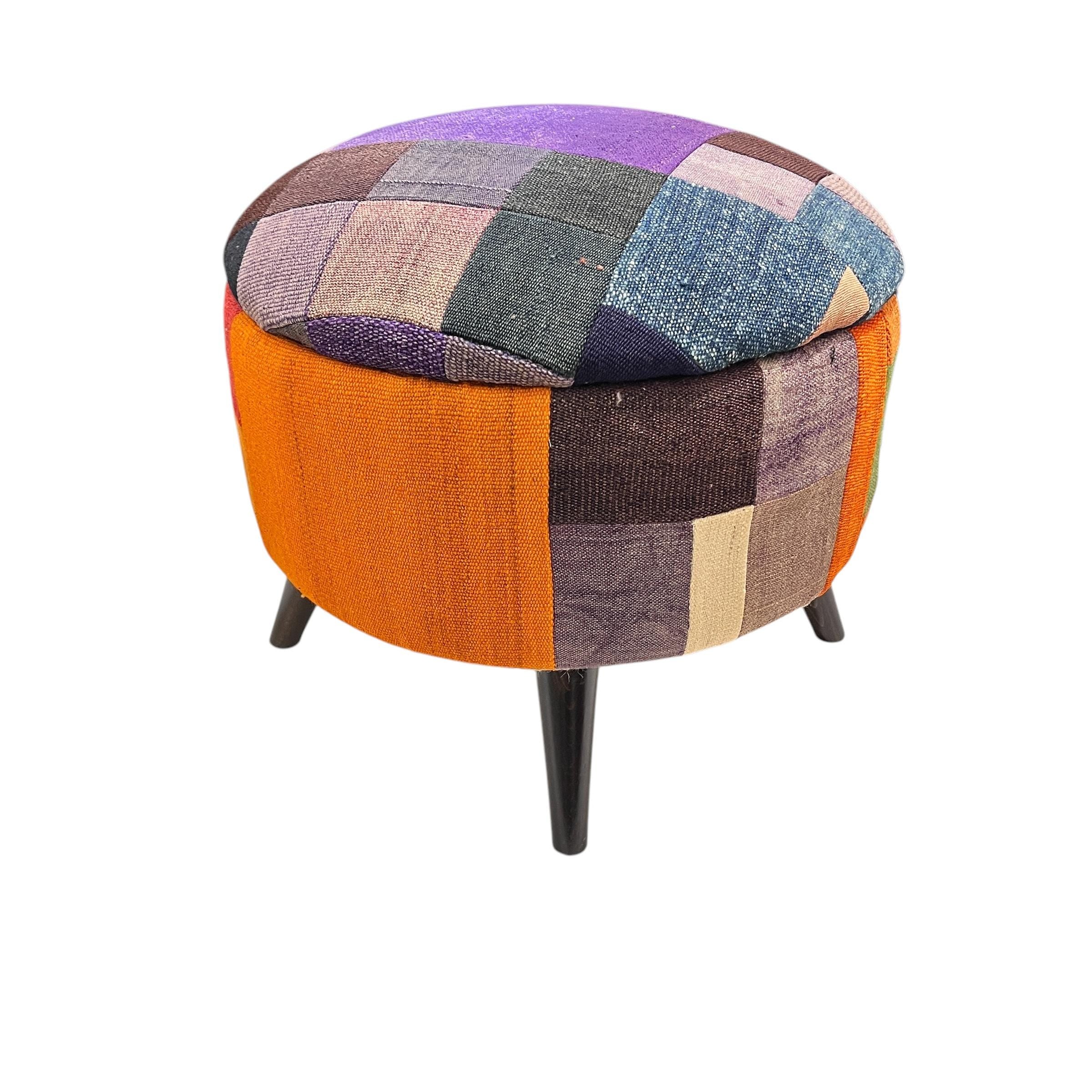 Mid-Century Medium Round Ottoman