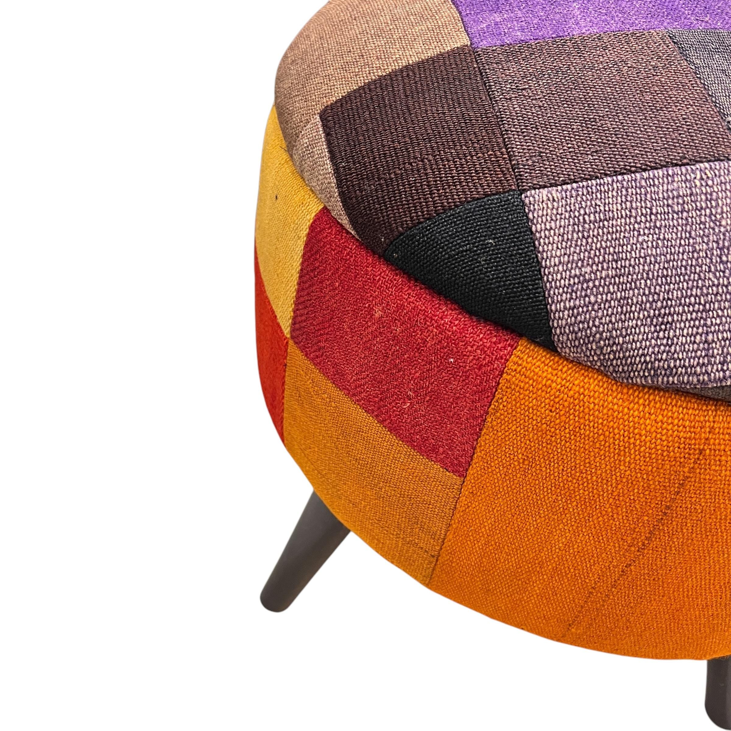 Mid-Century Medium Round Ottoman