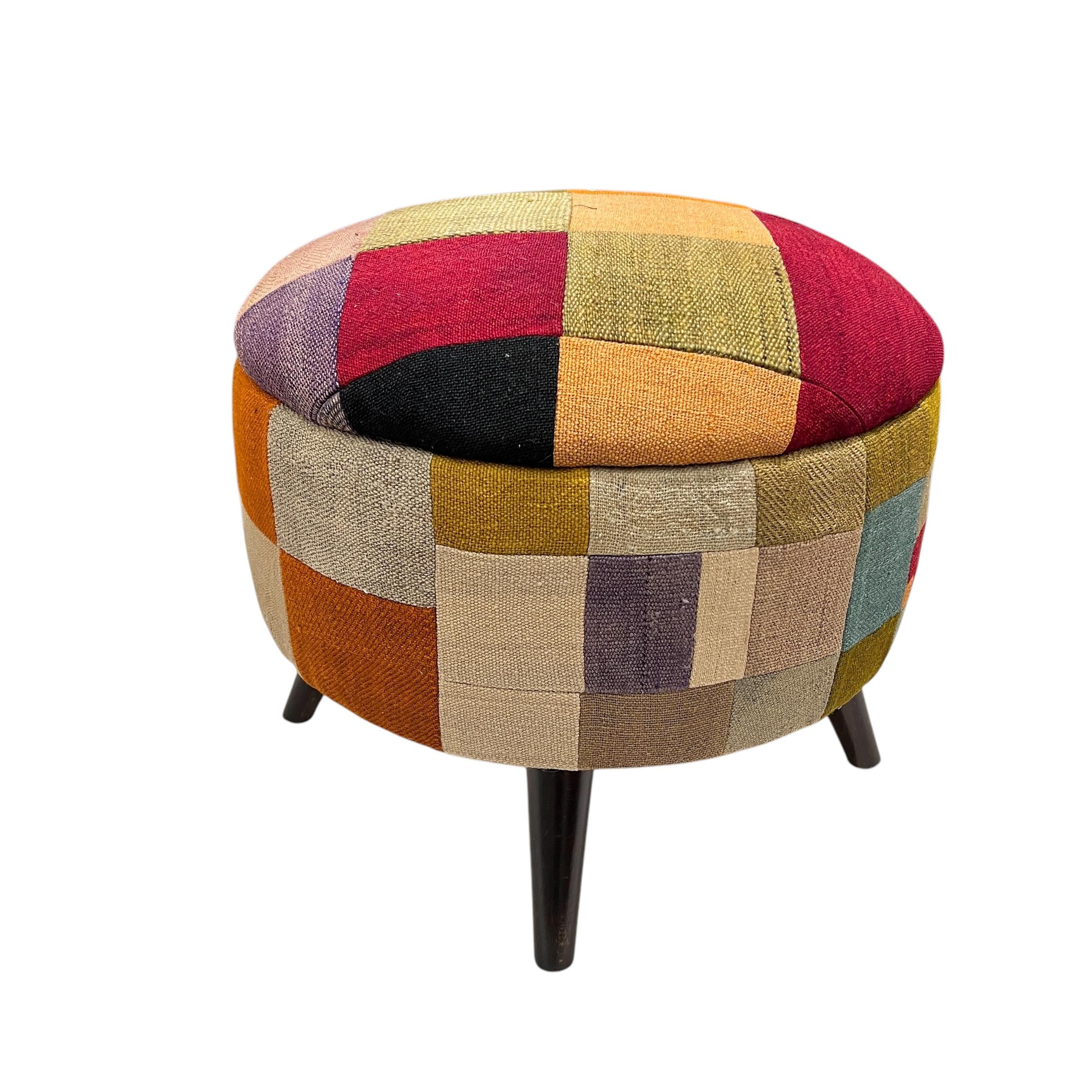 Mid-Century Medium Round Ottoman