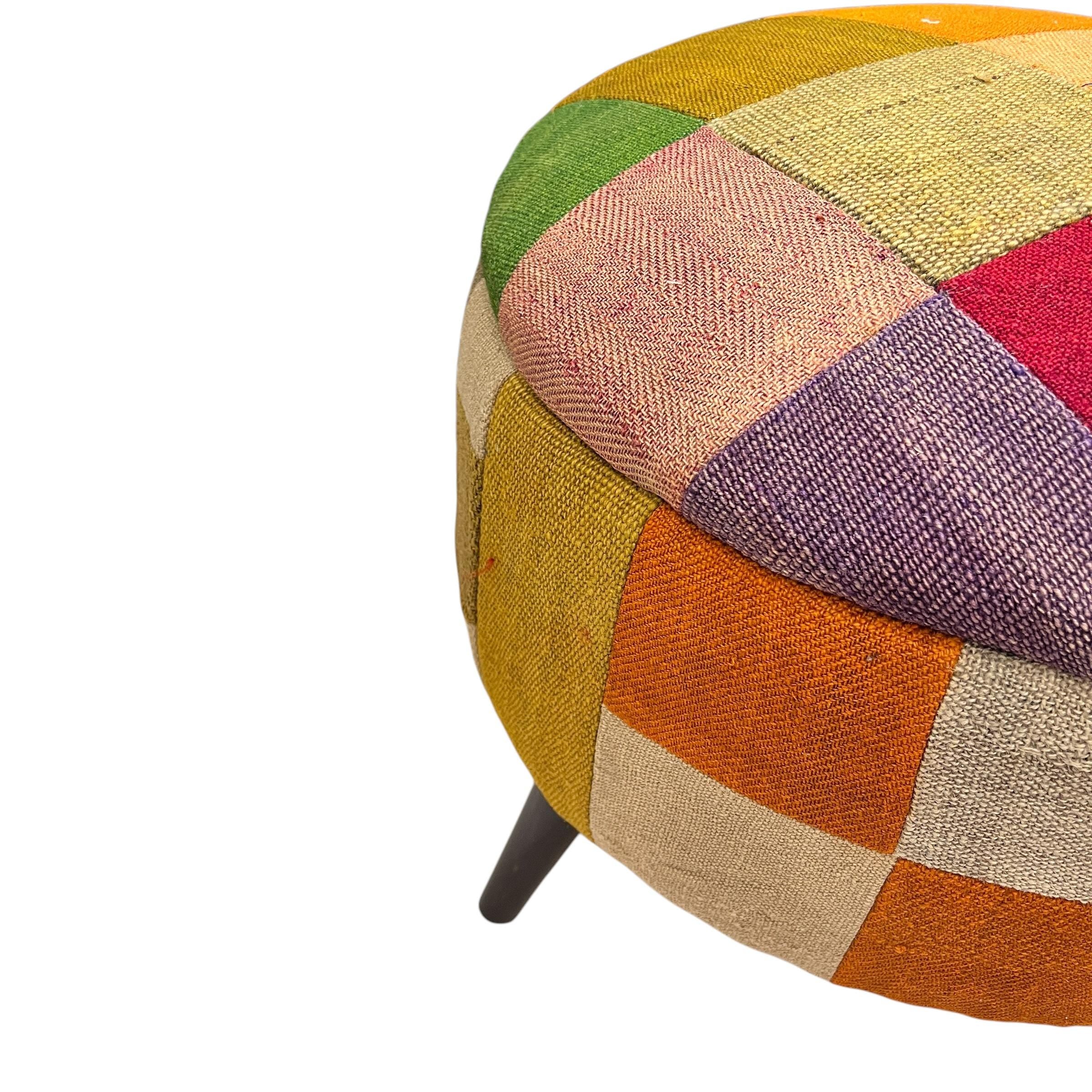Mid-Century Medium Round Ottoman