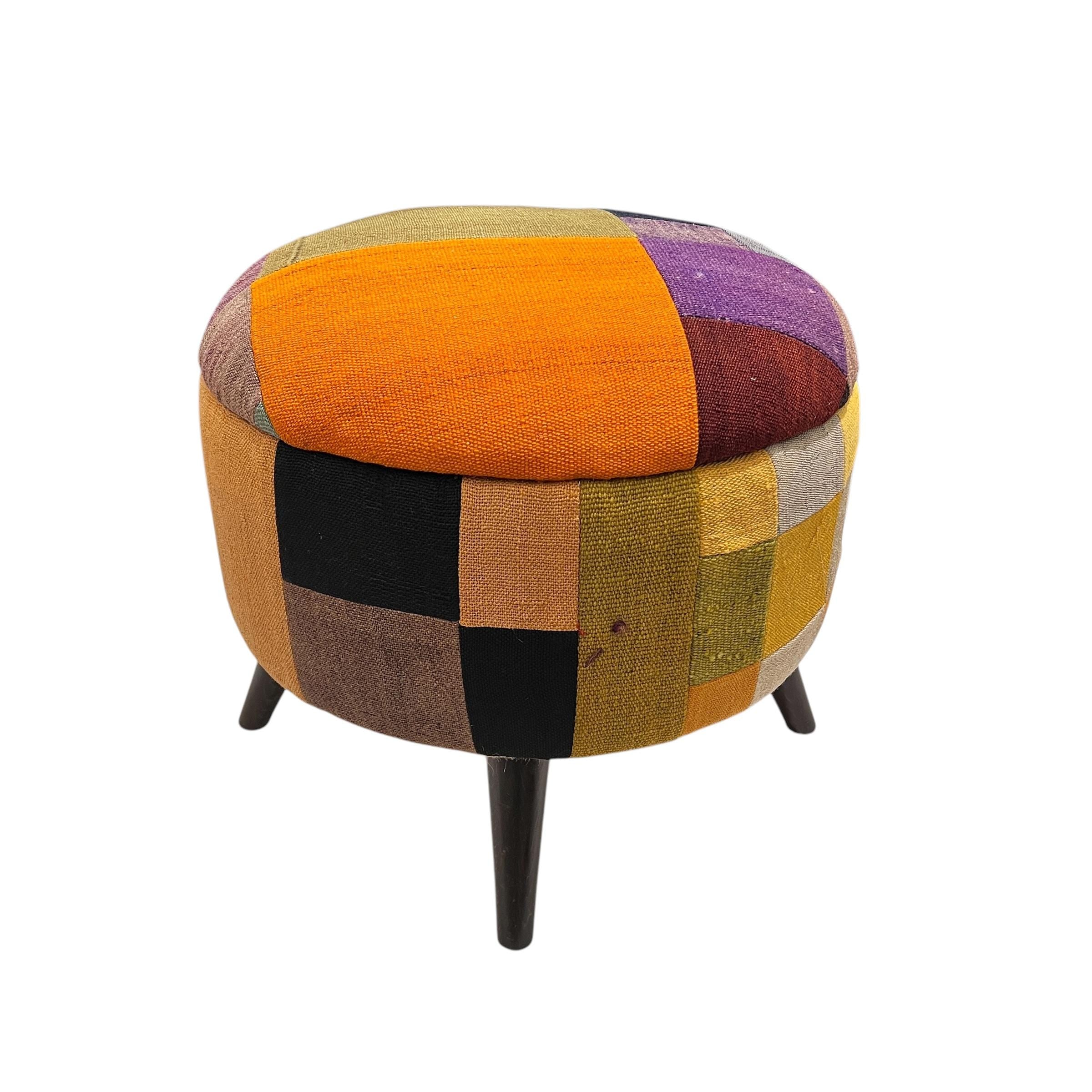 Mid-Century Medium Round Ottoman
