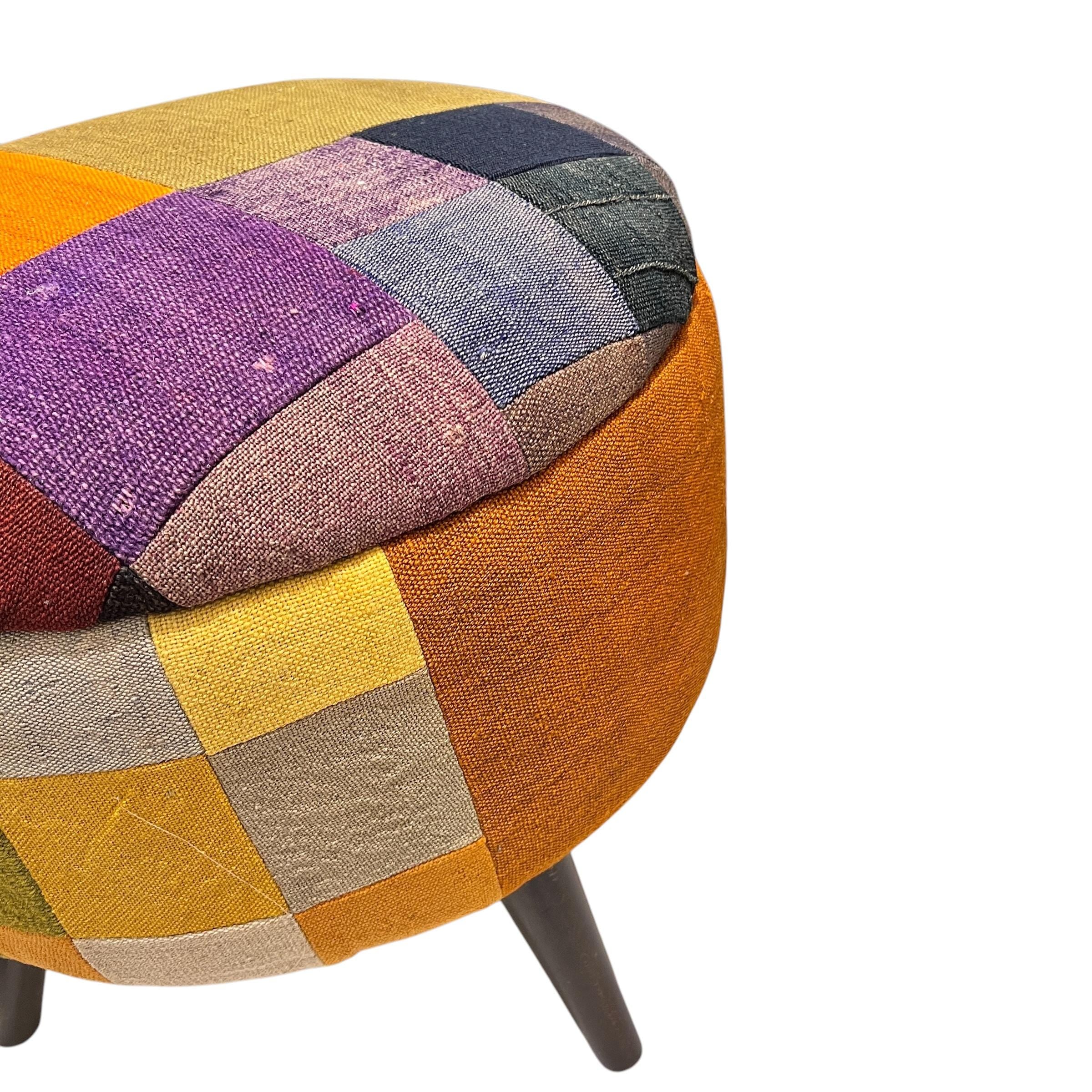 Mid-Century Medium Round Ottoman