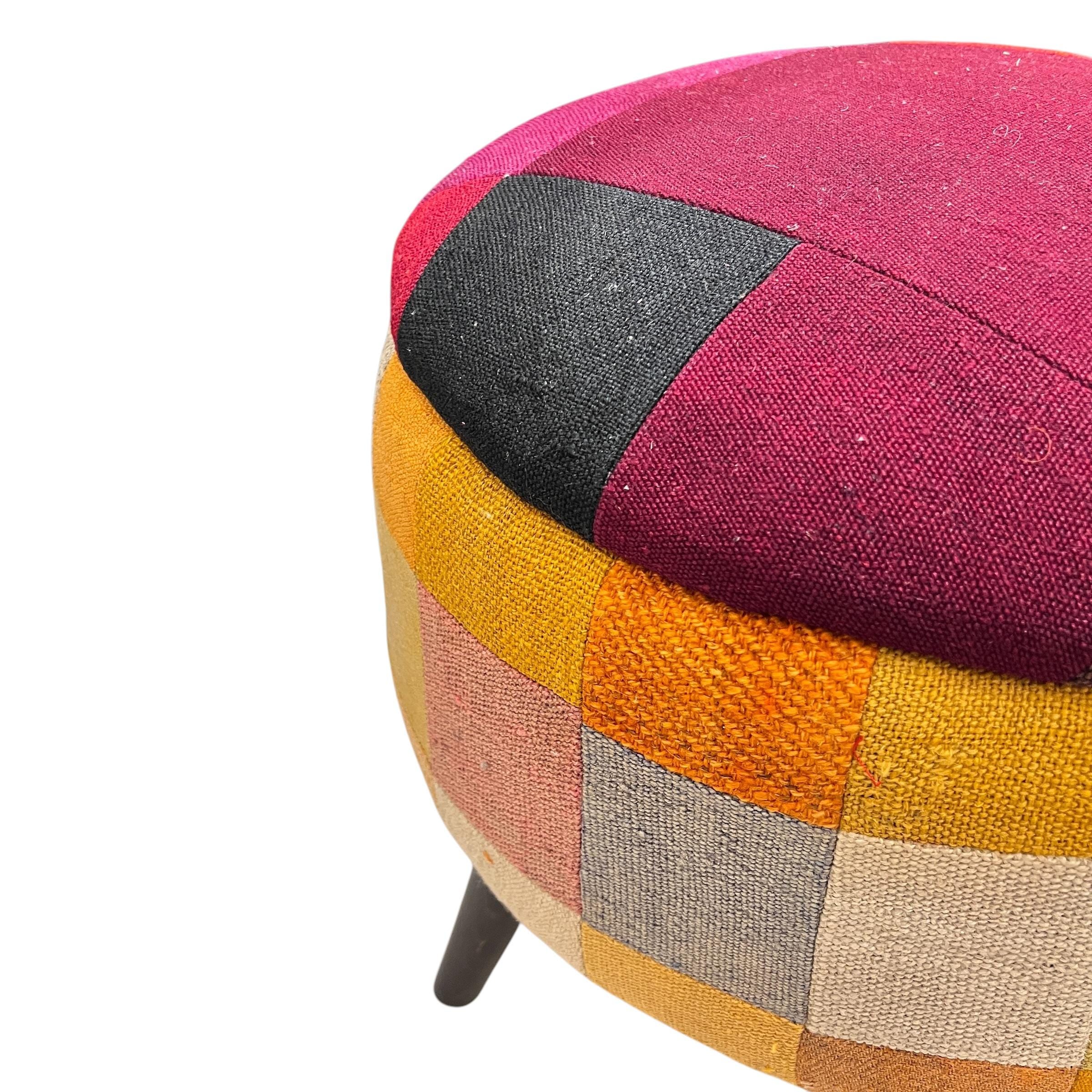 Mid-Century Medium Round Ottoman