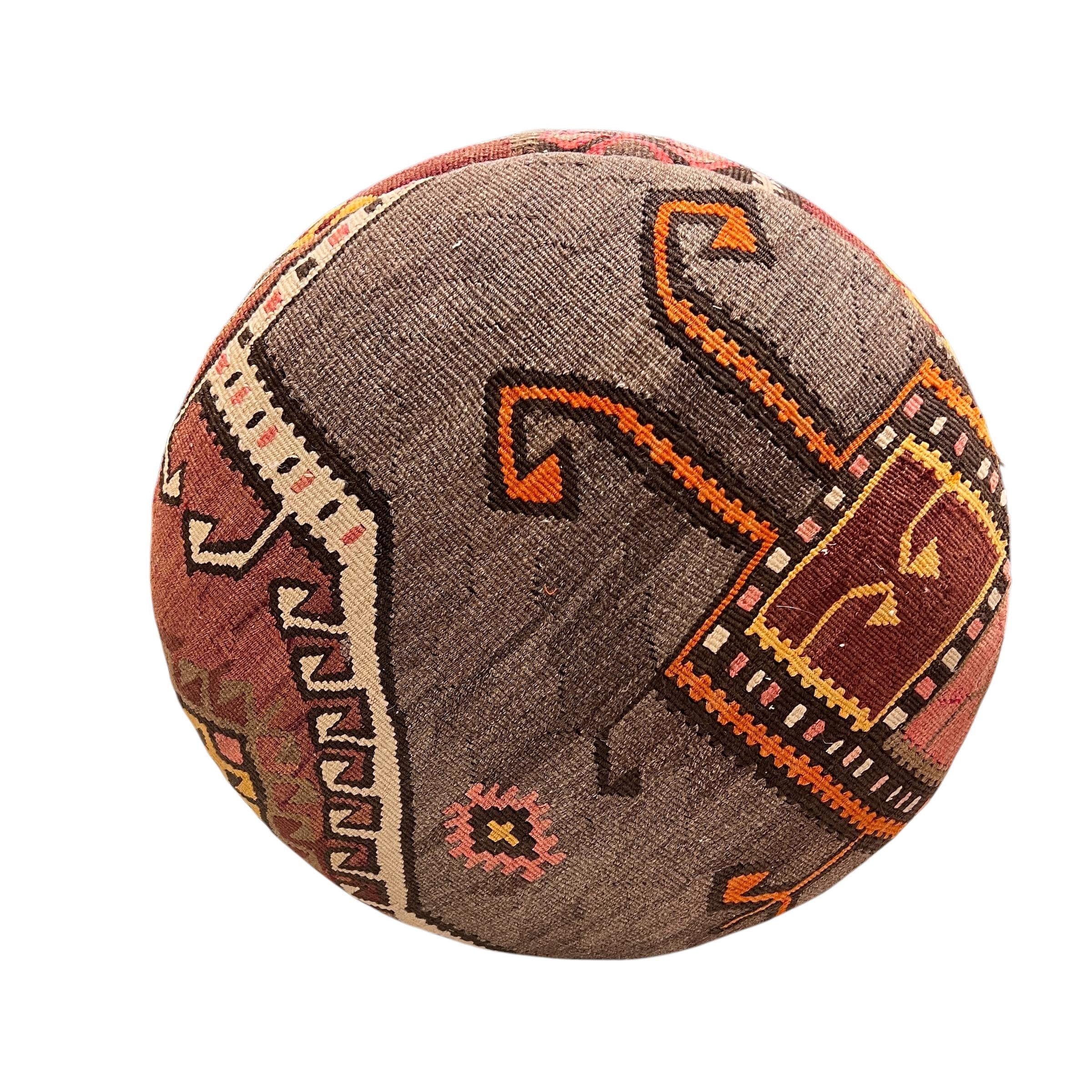 Vintage Kilim Medium Round Ottoman
