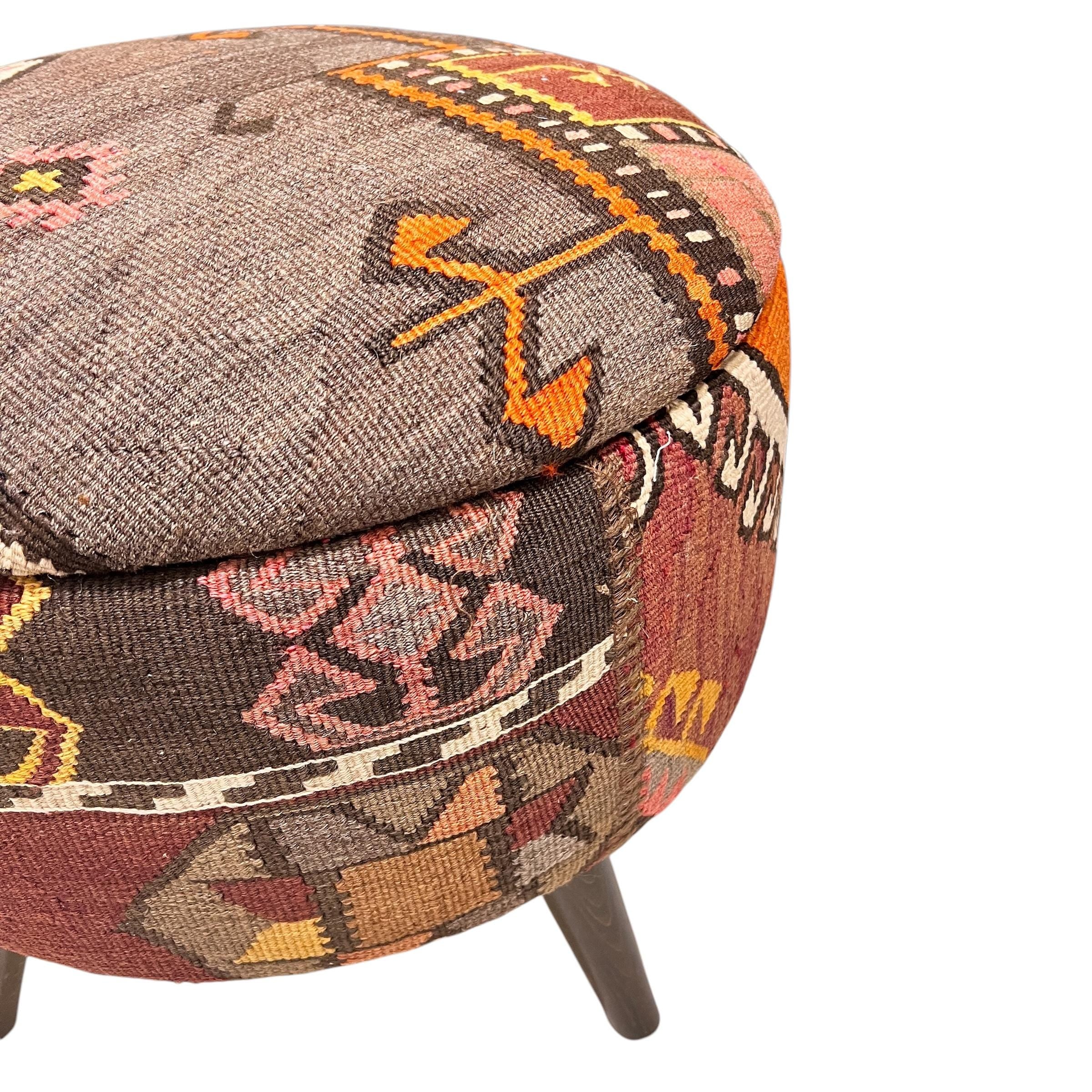 Vintage Kilim Medium Round Ottoman