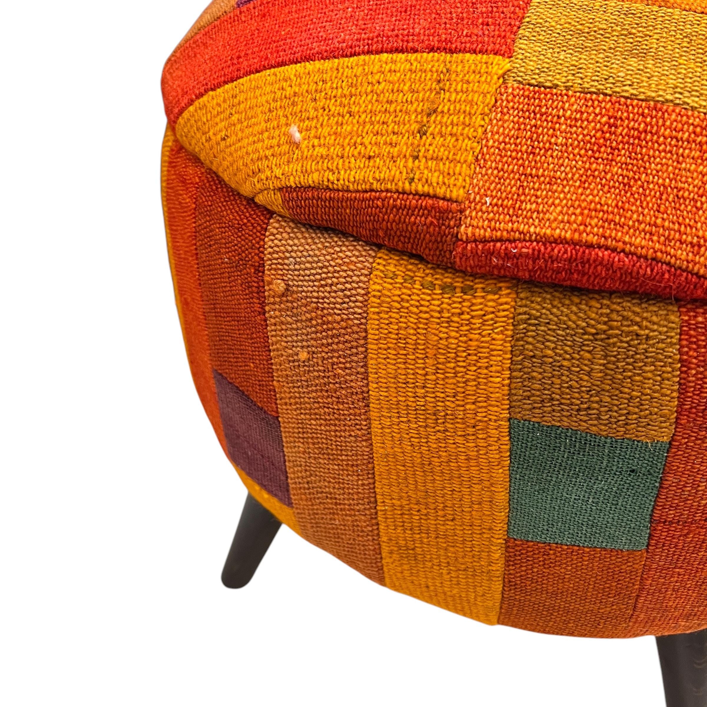 Mid-Century Medium Round Ottoman