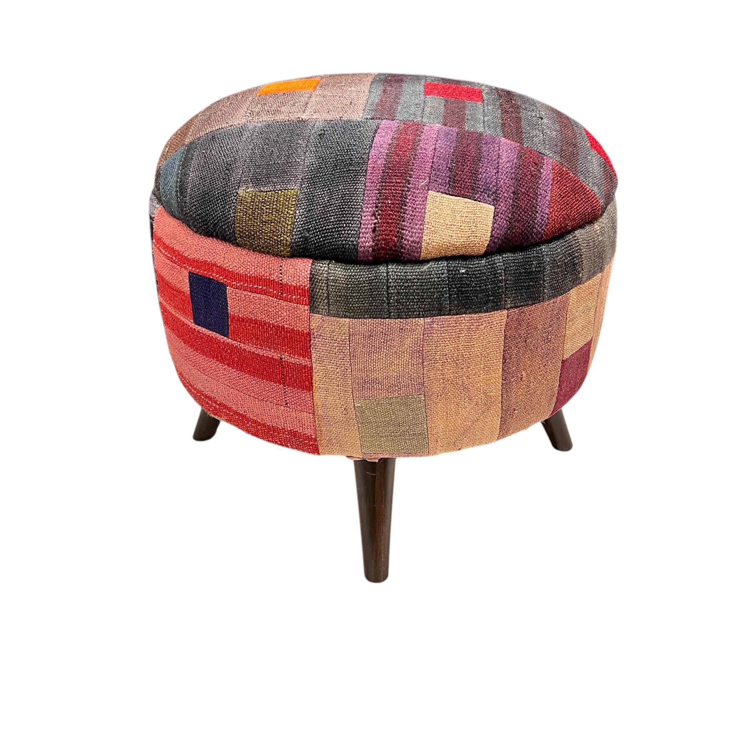 Mid-Century Modern Round Ottoman