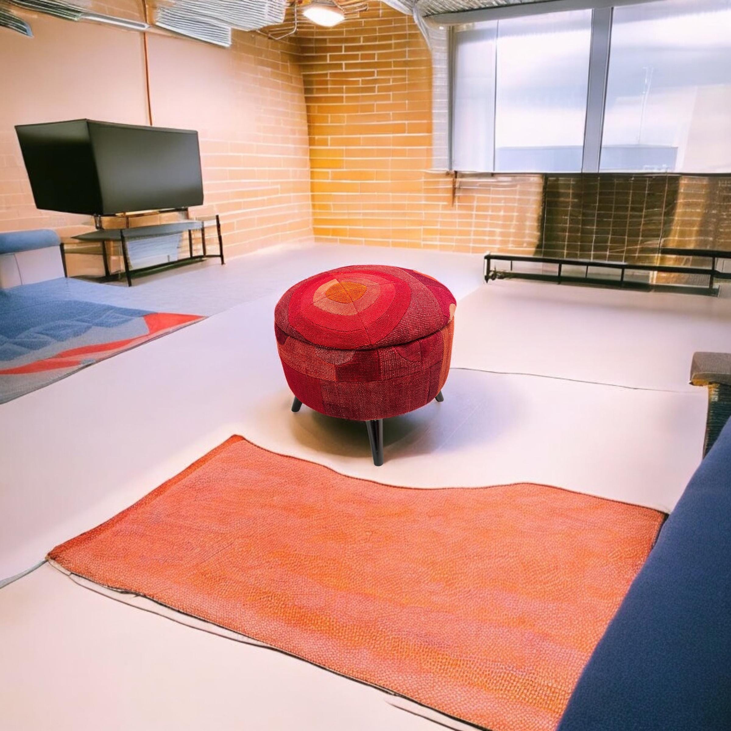 Mid-Century Modern Round Ottoman