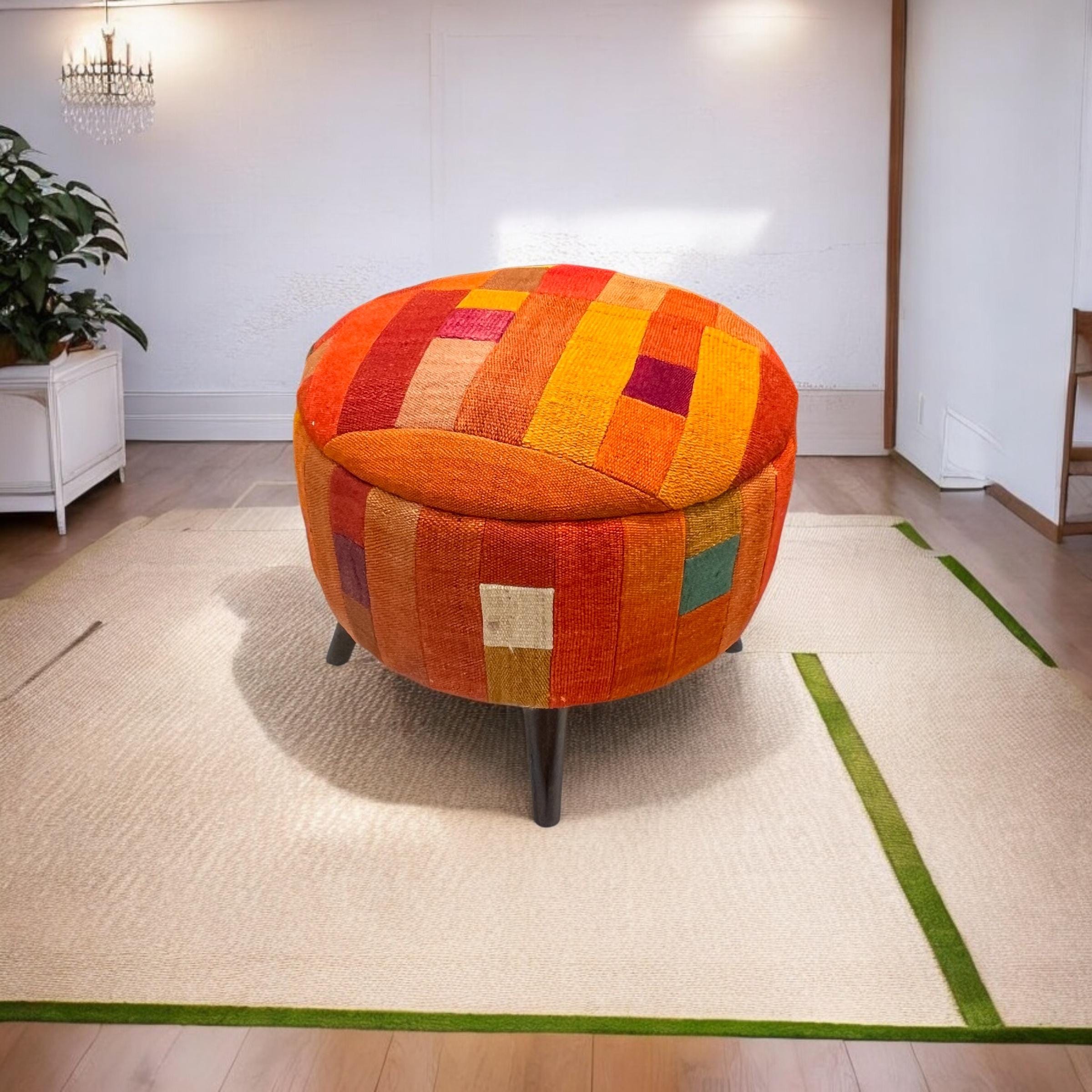 Mid-Century Round Ottoman