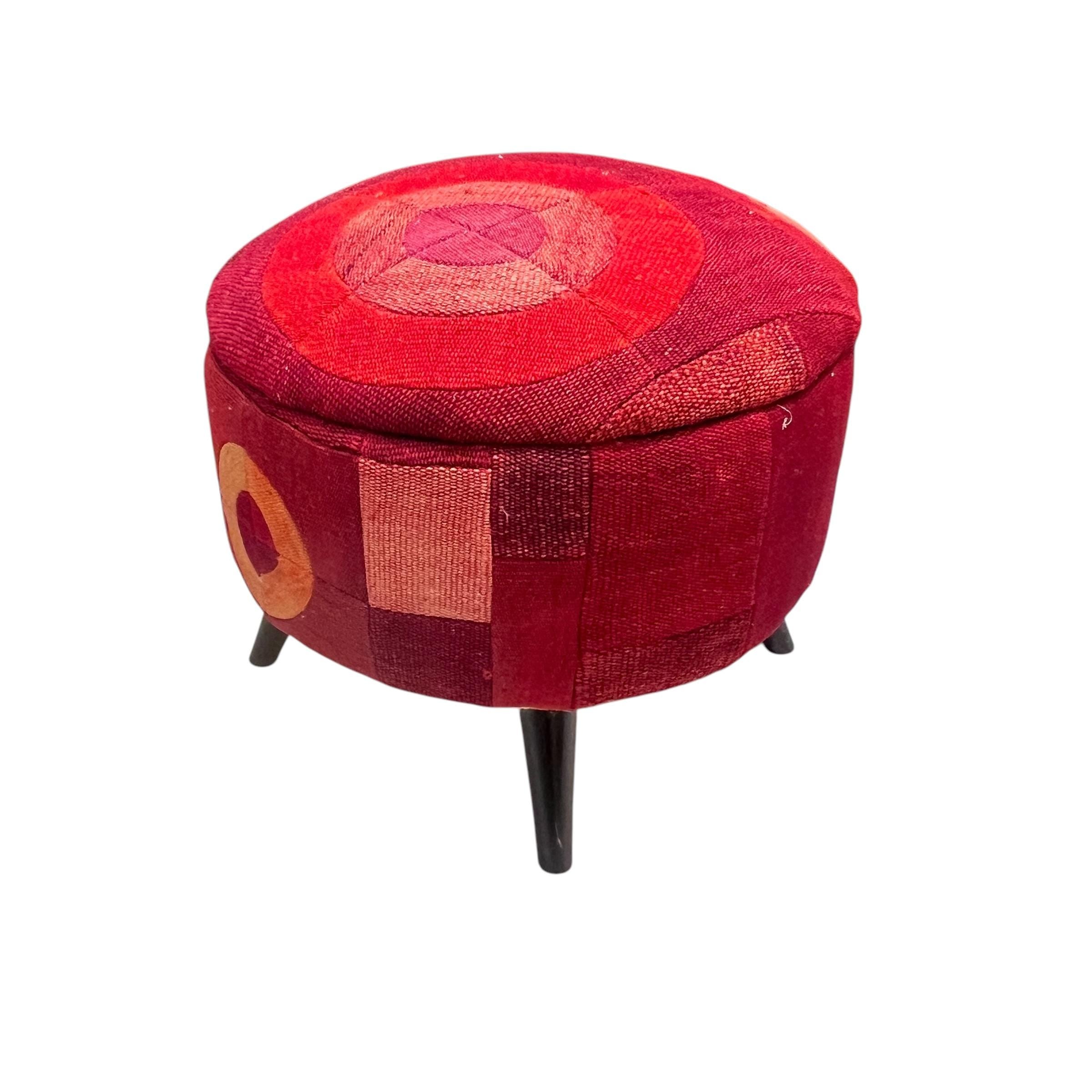 Mid-Century Small Round Ottoman