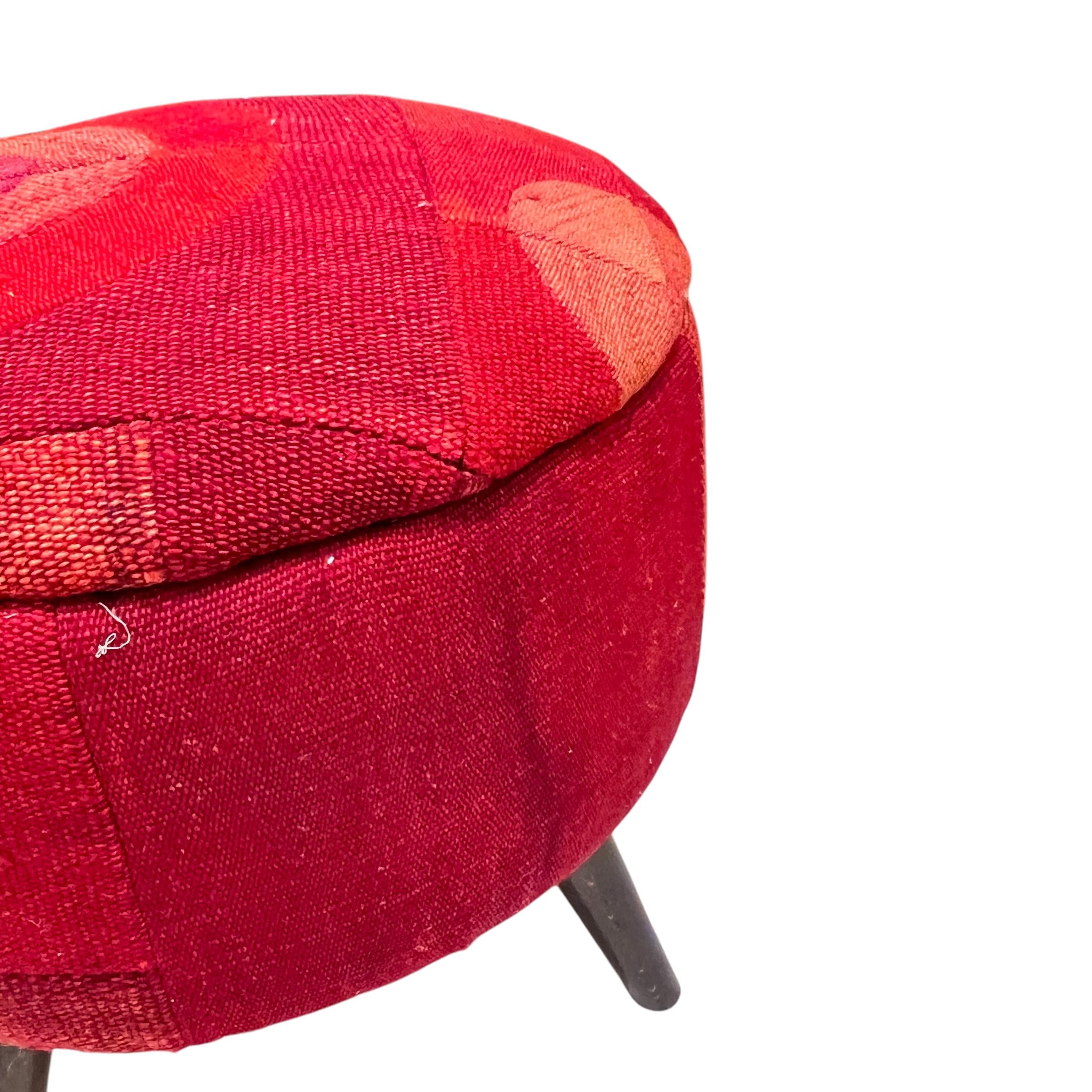 Mid-Century Small Round Ottoman