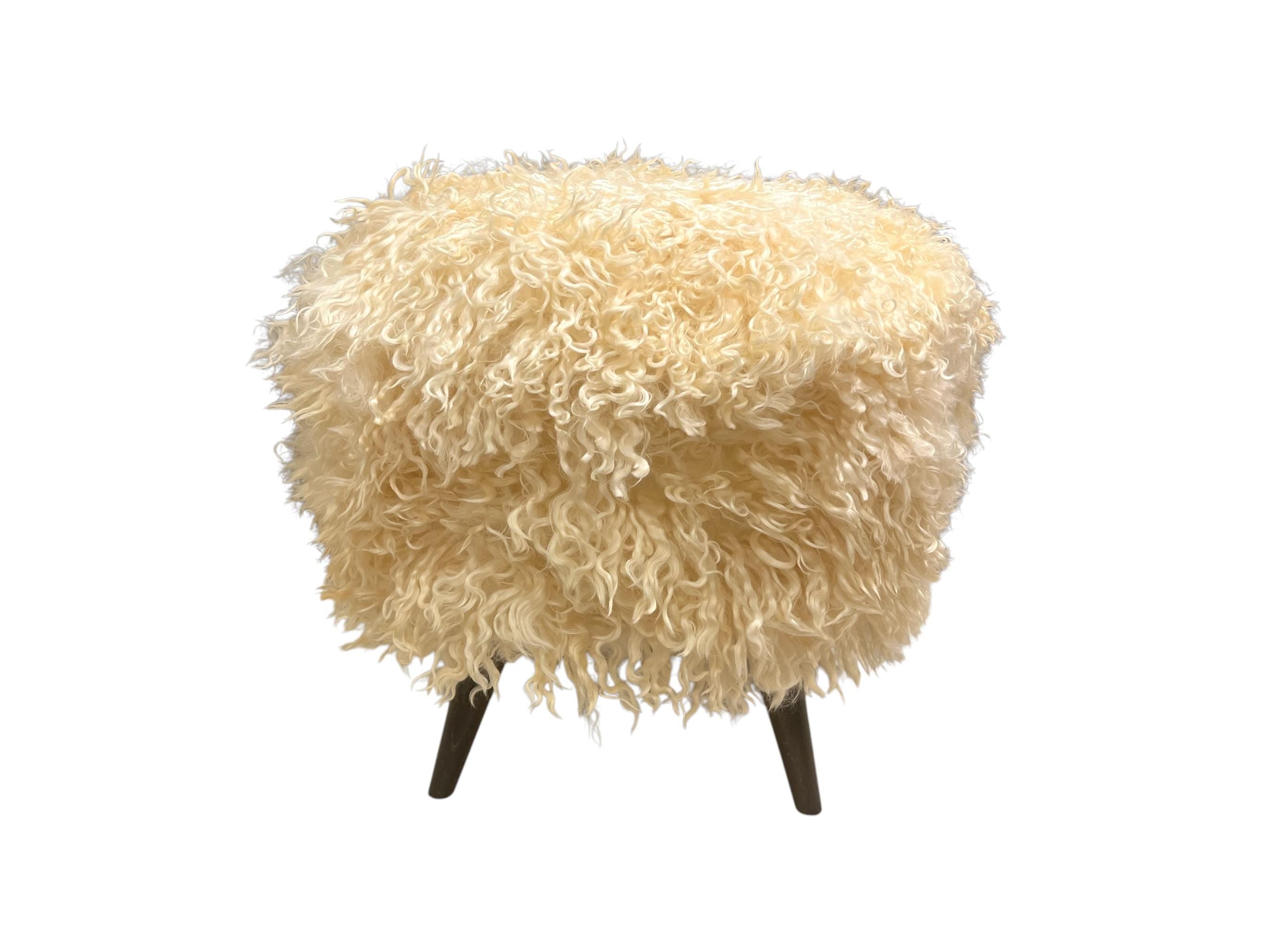 Angora Hide Small Ottoman