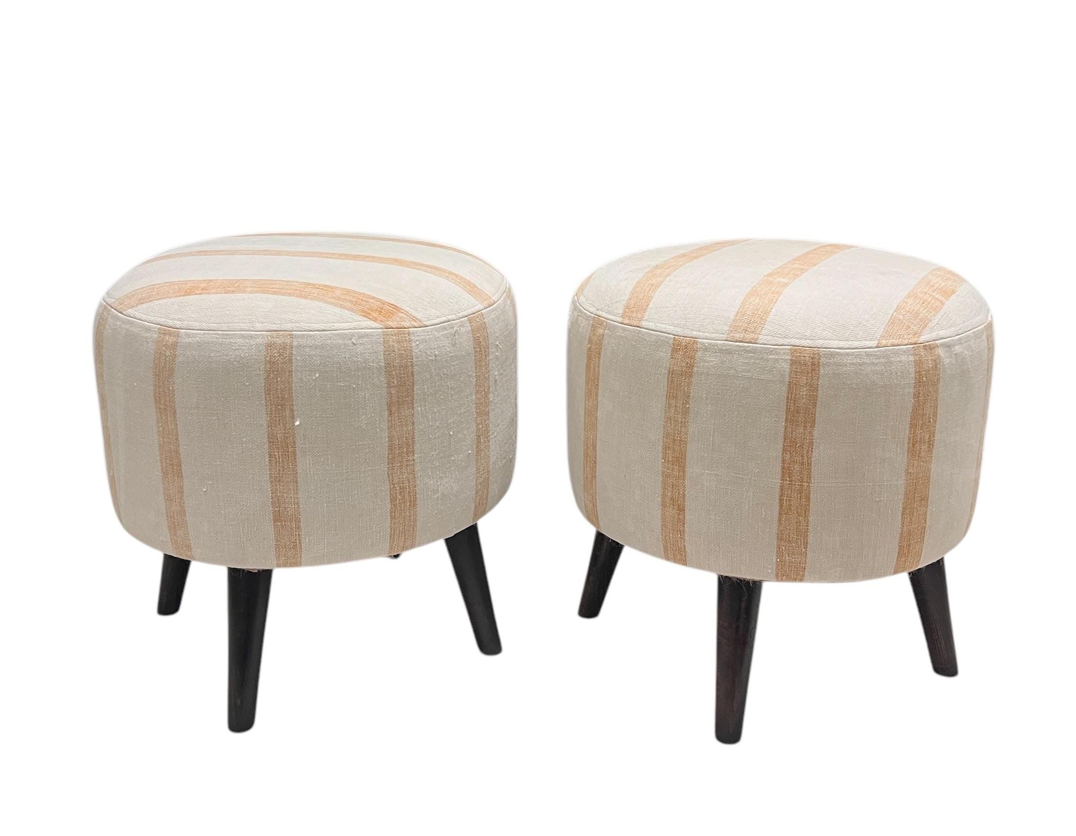 Stripe Kilim Small Ottoman