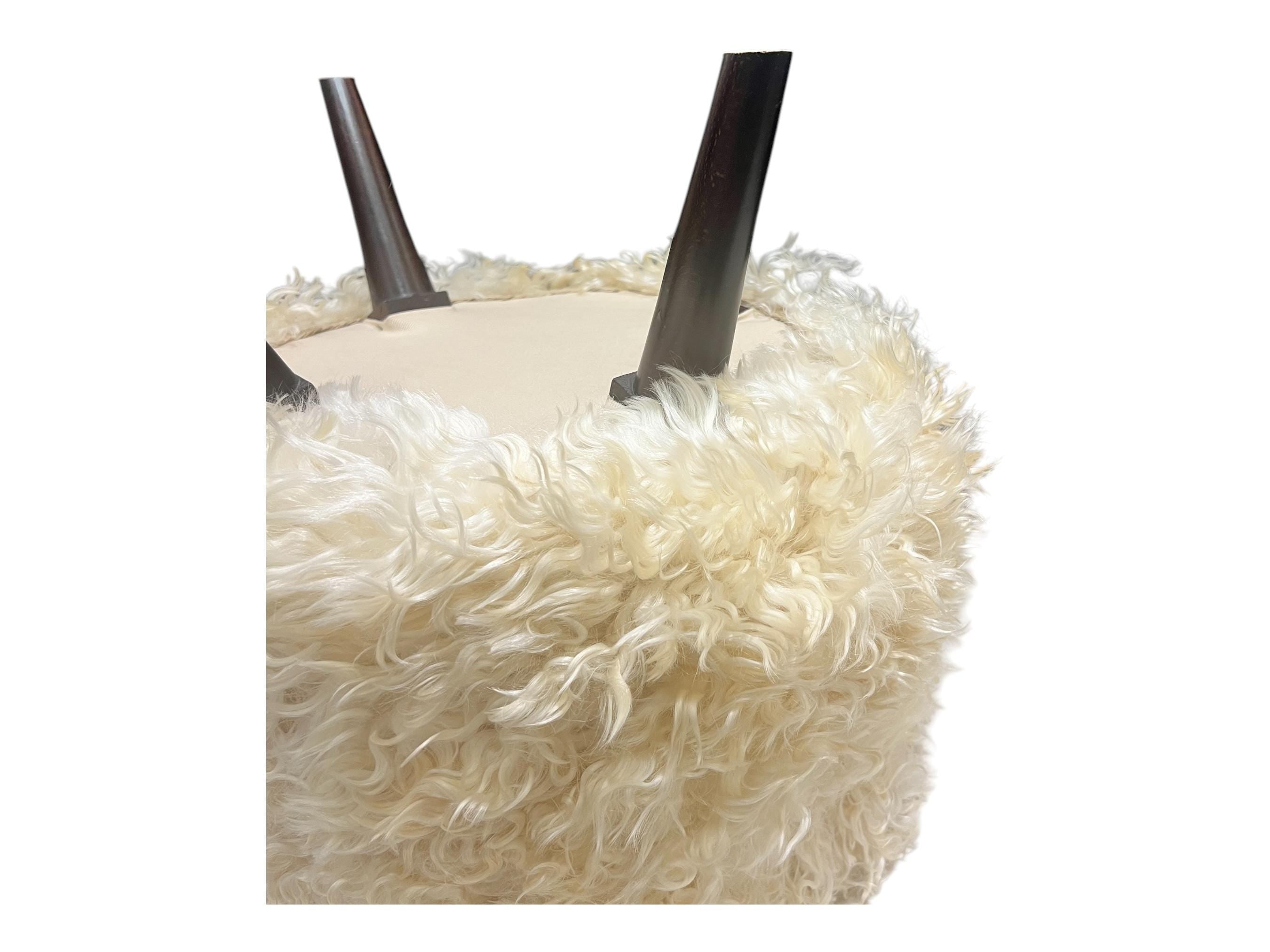 Angora Hide Small Ottoman