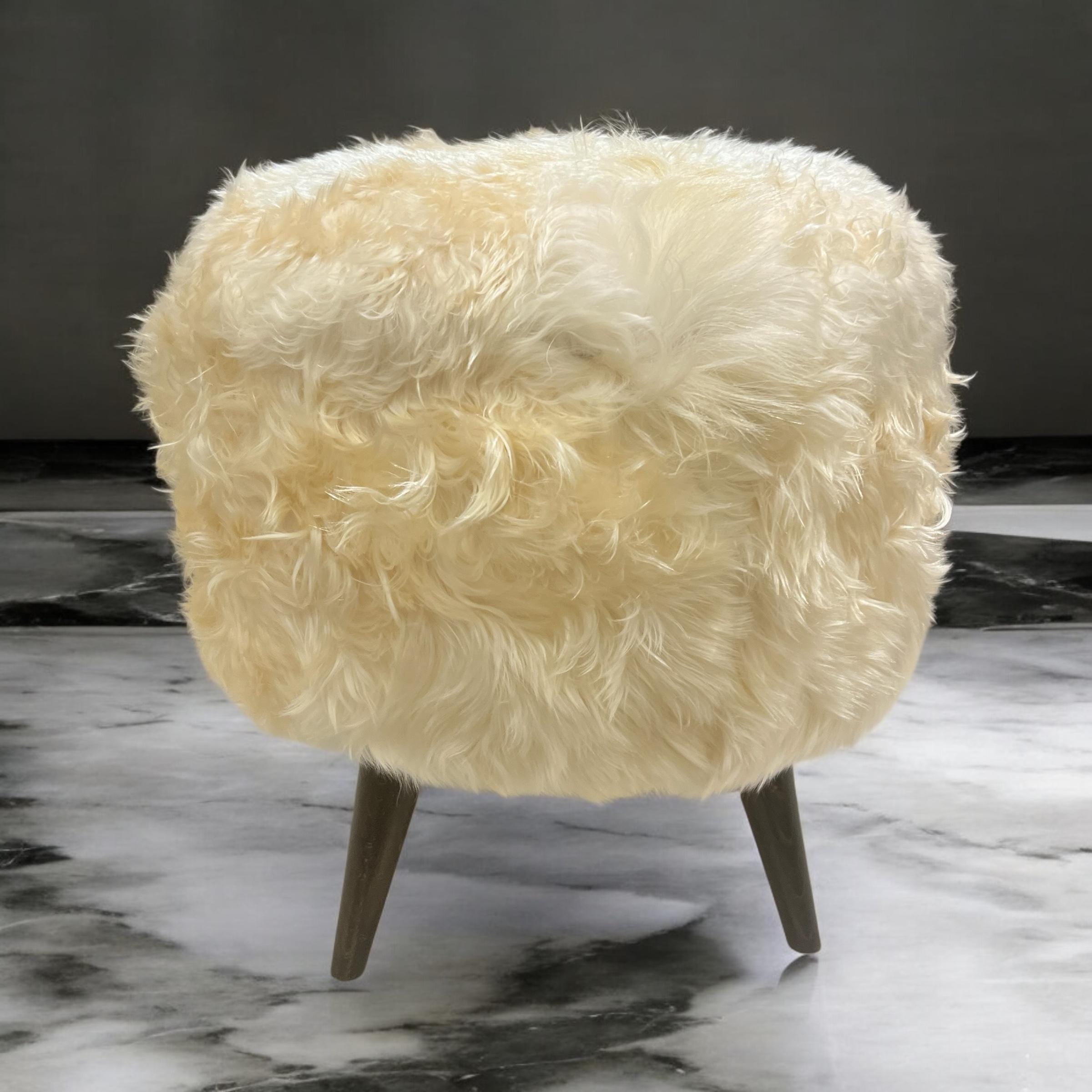 Angora Hide Small Ottoman