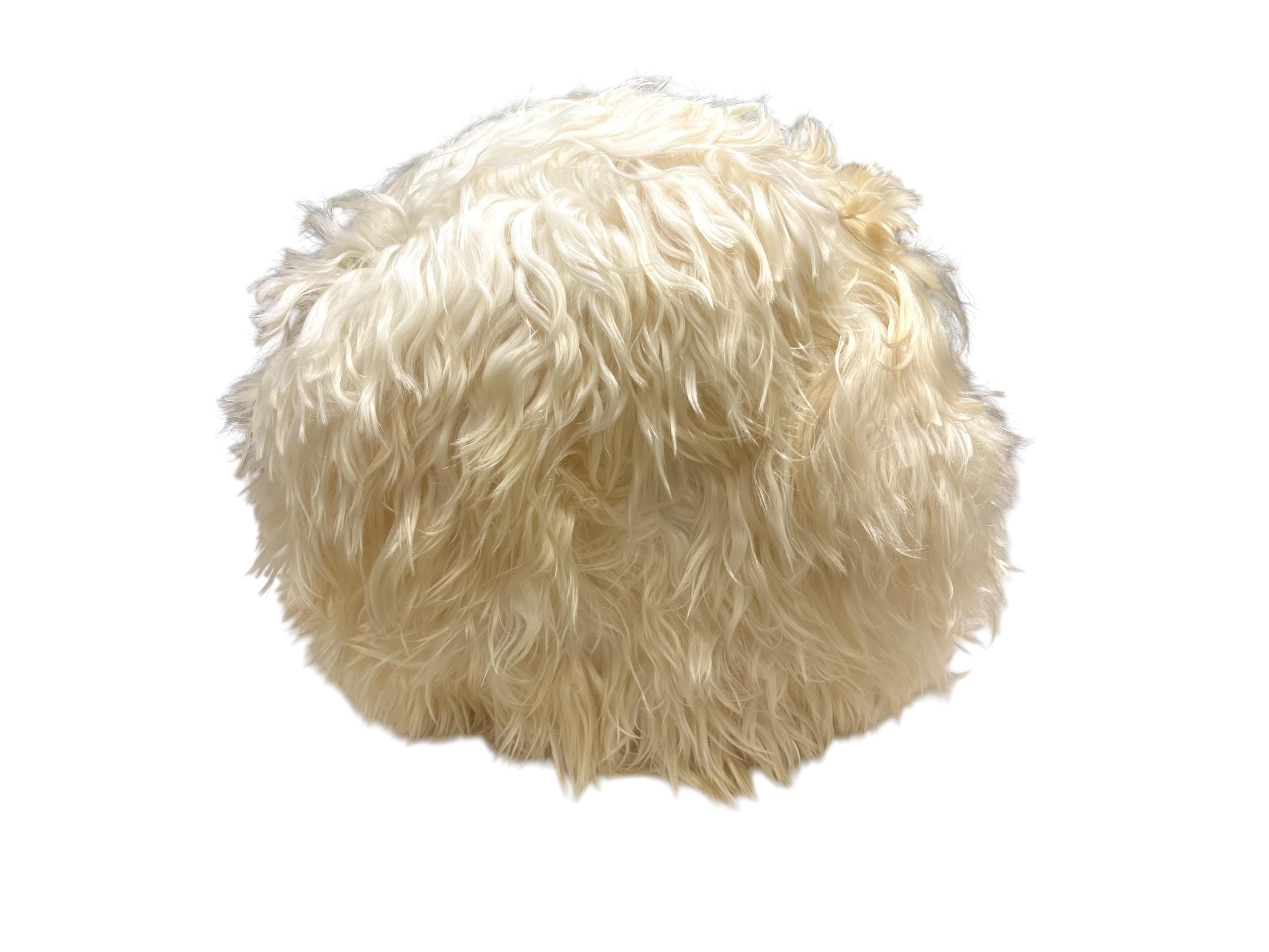 Small Round Angora Ottoman